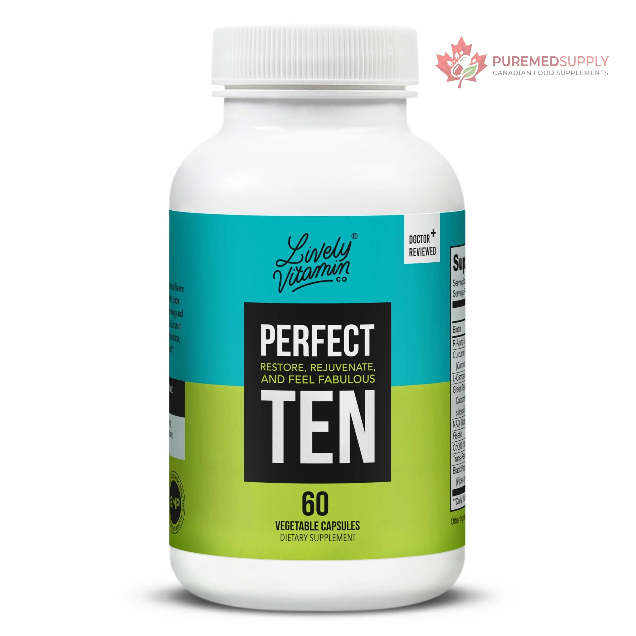 LIVELY VITAMIN CO. Perfect Ten - Anti-Aging & Antioxidant Supplement - Biotin & Lipoic Acid - Healthy Hair, Skin, Nails - Energy Boost - Sharper Brain Function - Stronger Immunity - 60 Capsules LIVELY VITAMIN CO buy supplements canada