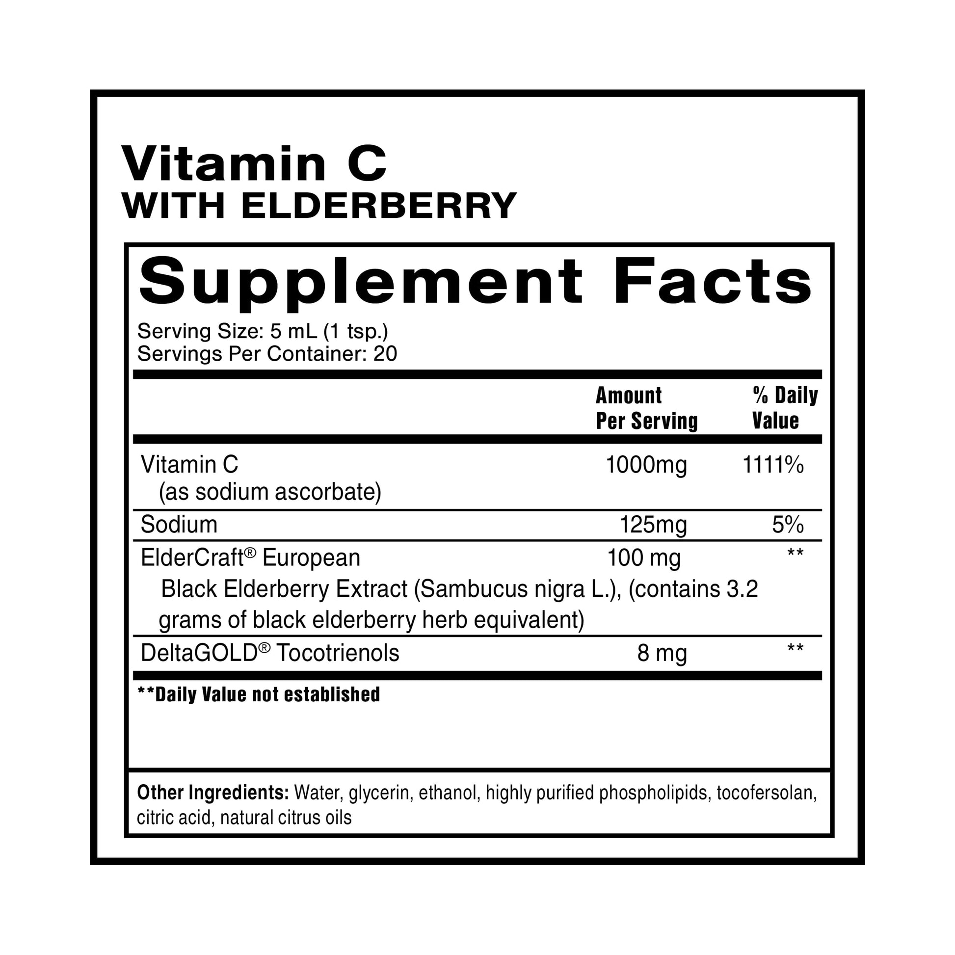 Quicksilver Scientific Liposomal Vitamin C + Elderberry - 1000mg with Superior Absorption Technology & Tocotrienols - Antioxidant & Immune Support Tonic (100ml), 1 Item Quicksilver Scientific buy supplements canada
