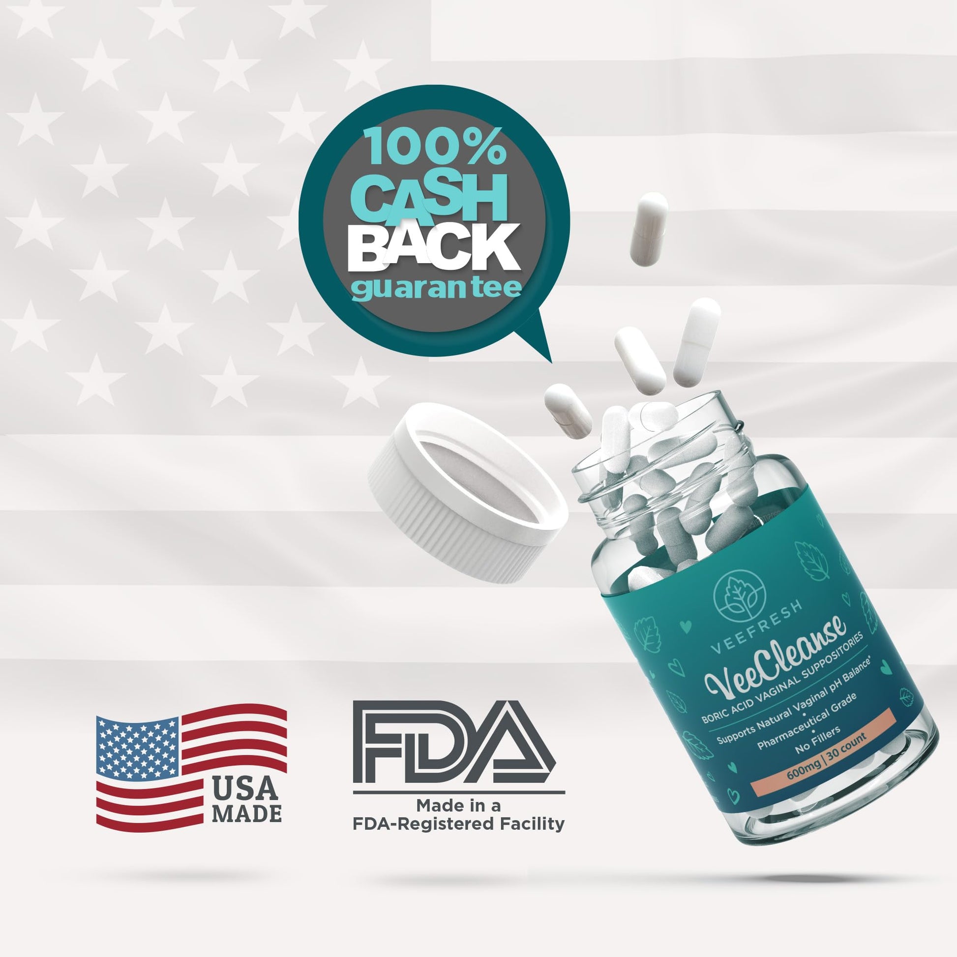 VeeFresh - VeeCleanse Boric Acid Vaginal Suppositories - Vaginal pH Balance Suppositories - Vaginal Odor Control - Feel Fresh, Feminine and Confident VeeFresh buy supplements canada