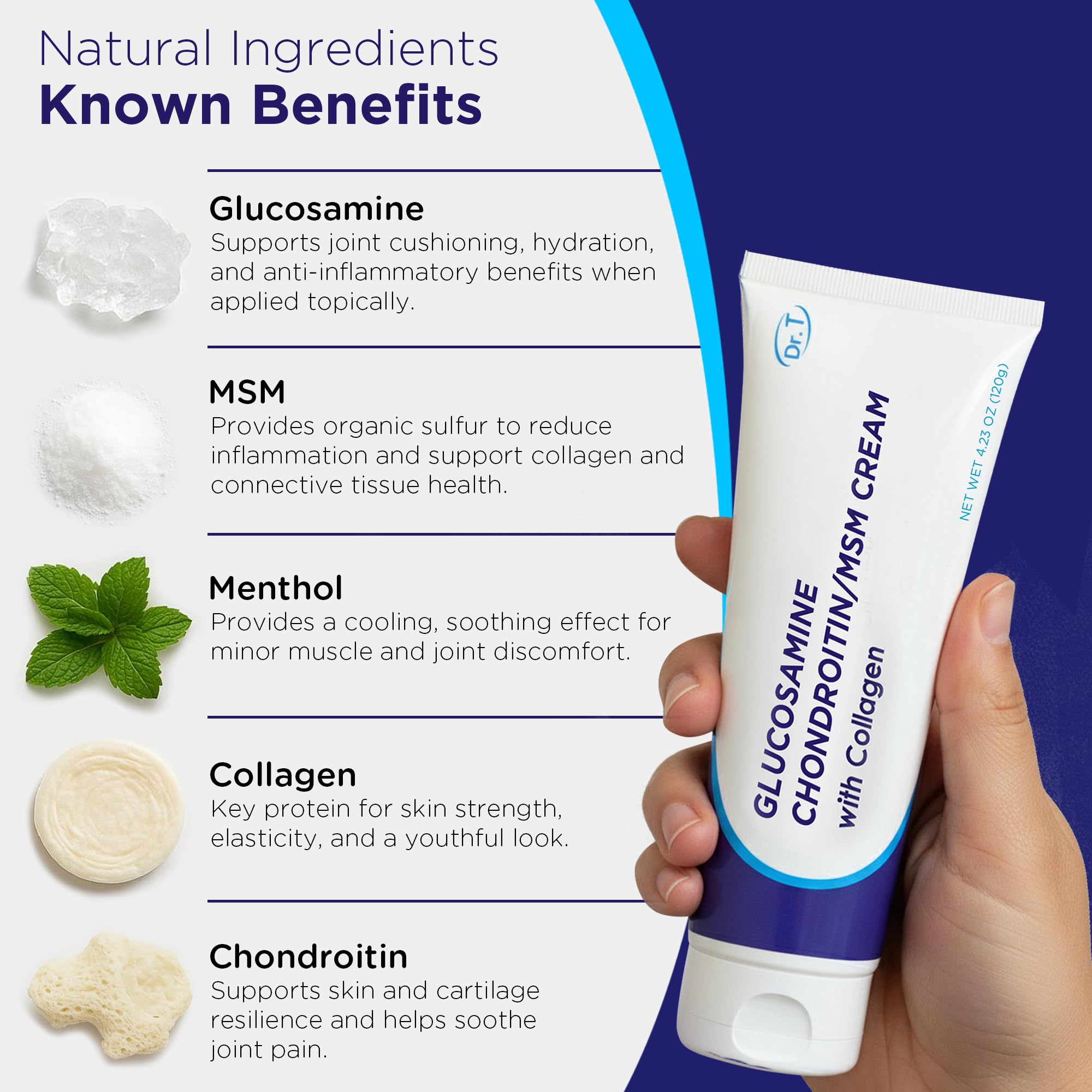 Dr. T Glucosamine Chondroitin Cream - Premium Formula with MSM and Collagen for Joint and Muscle Discomfort - Maintains Joint Strength, Flexibility & Muscle Mobility - 4.23 oz / 120g (2 Pack) Dr. T buy supplements canada