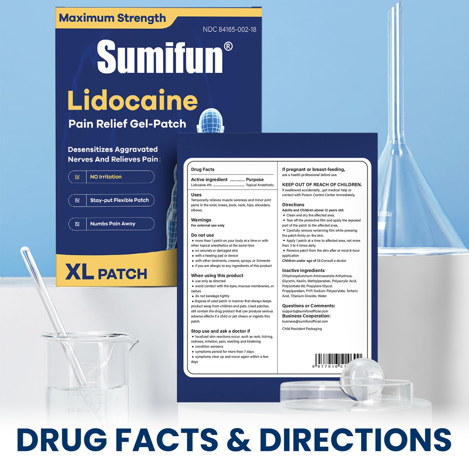 Sumifun 4% Lidocaine XL Pain Patches | Extra Large 4.72"x7.87" for Full Back & Thigh Coverage | Maximum Strength OTC Numbing | 8-Hour Medical Adhesion (X-Large, Count, 18) Sumifun buy supplements canada
