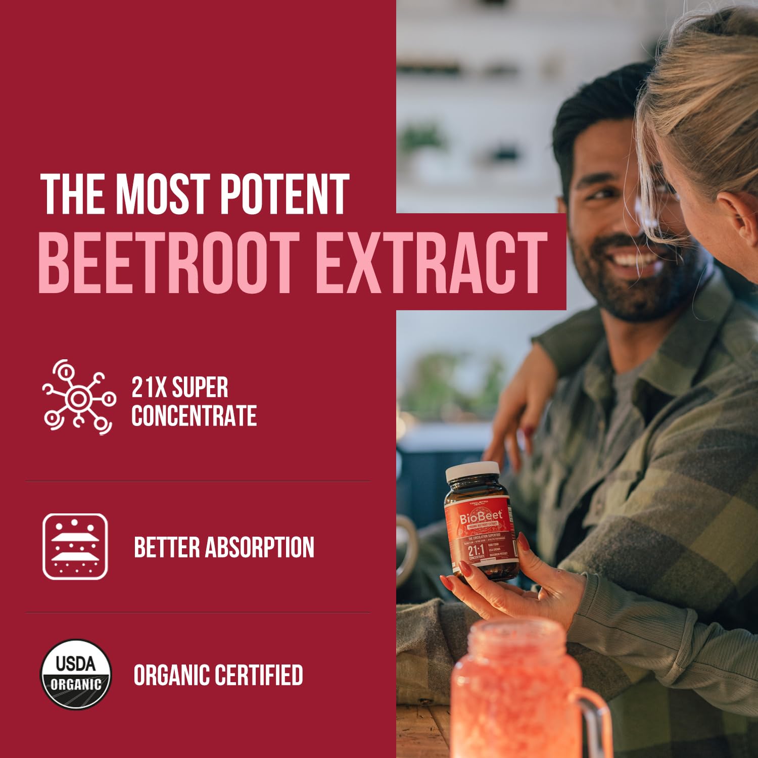 BioBeet® Max Strength Beet Root Capsules - 21:1 Concentrate, Each Serving Derived from 28,350 mg Organic Beetroot - Absorption Enhancement Triquetra Health buy supplements canada