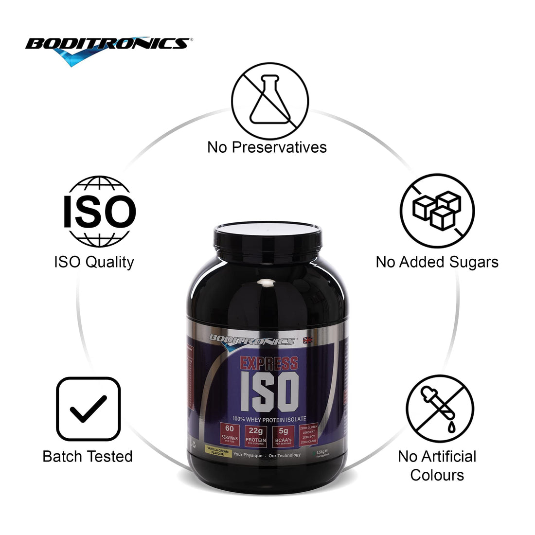 Boditronics 1.5 kg Iso Express Whey 100% Whey Isolate Protein Powder with Occurring Amino Acid Boditronics buy supplements canada