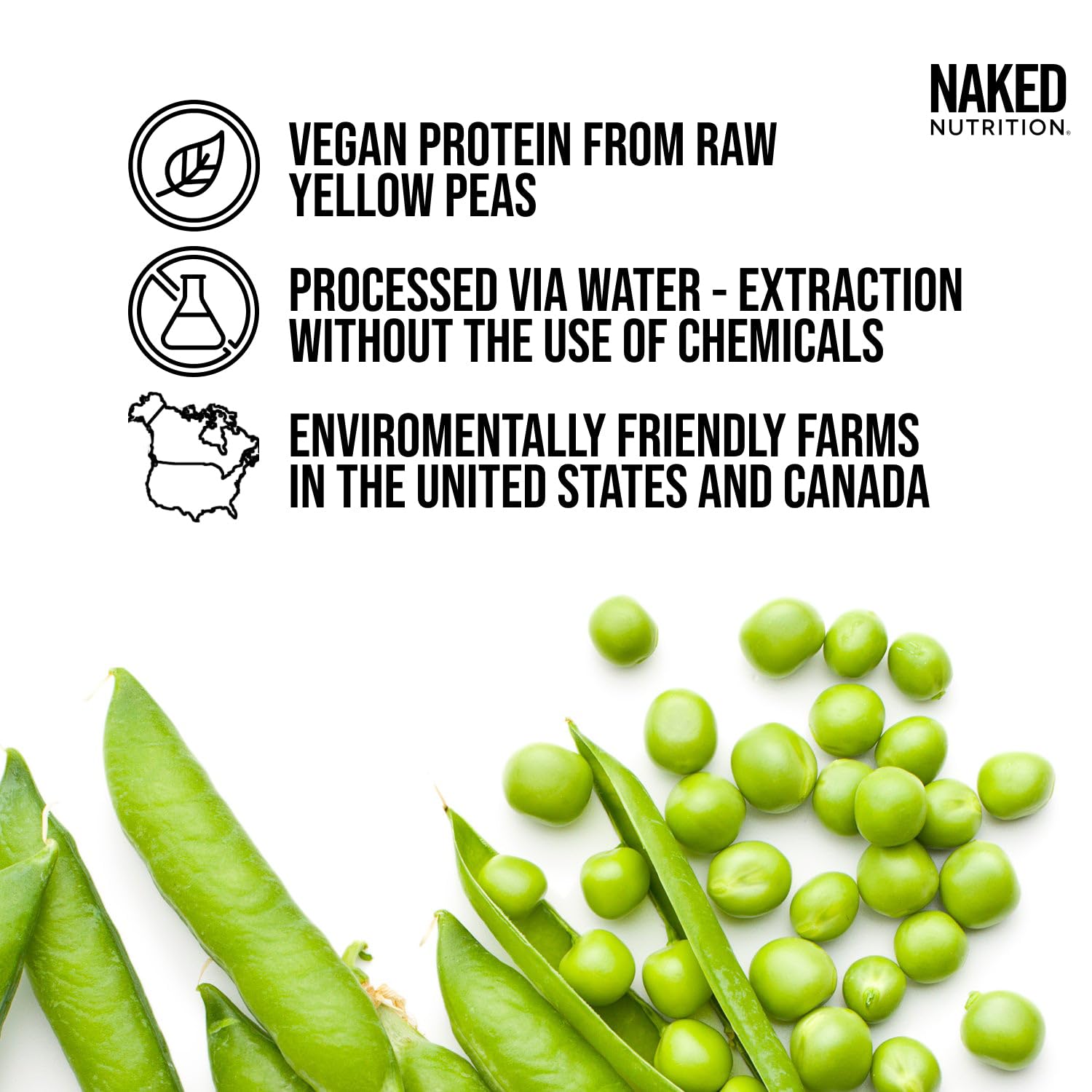 NAKED Pea - 5LB 100% Pea Protein Powder from North American Farms - Unflavored Vegan Pea Protein Isolate - NSF Certified, Plant Protein Powder, Easy to Digest - 76 Servings NAKED buy supplements canada
