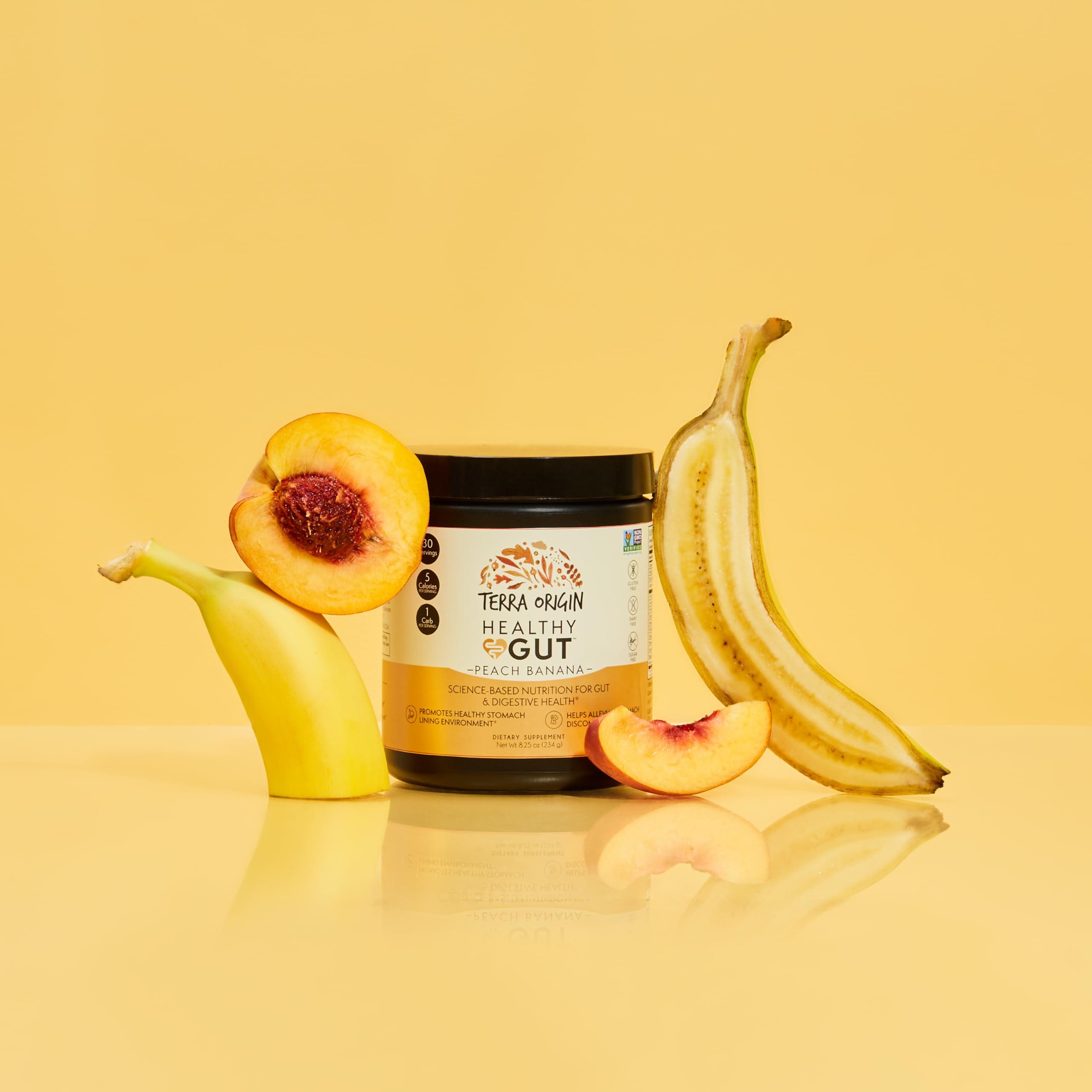 TERRA ORIGIN Healthy Gut Peach Banana | 30-Servings with L-Glutamine, Zinc, Glucosamine, Slippery Elm Bark, Marshmallow Root and More! TERRA ORIGIN buy supplements canada