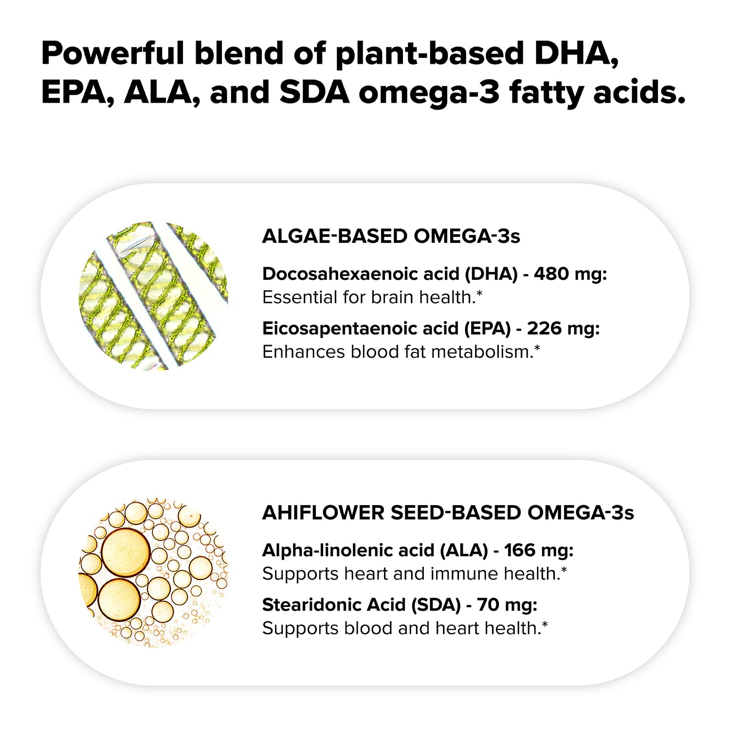 Vegan Omega 3 Supplement- 960mg Omega-3 Fatty Acids, DHA, EPA, SDA, ALA Supplement - Immune Support- 30 Servings, 60 Liquid Capsules Complement buy supplements canada