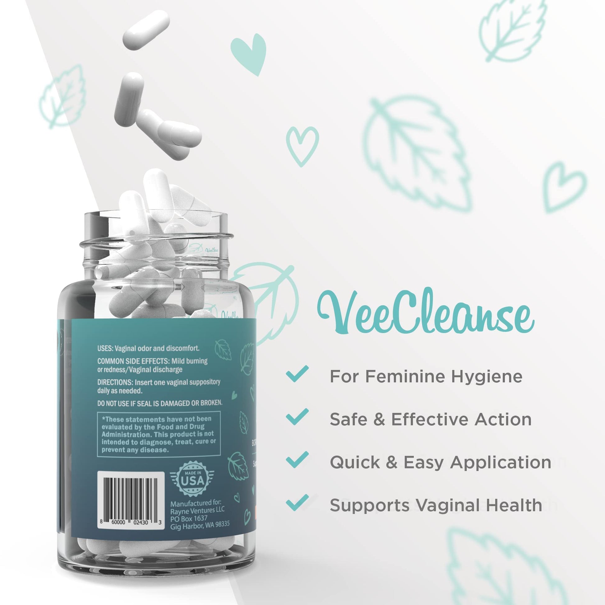 VeeFresh - VeeCleanse Boric Acid Vaginal Suppositories - Vaginal pH Balance Suppositories VeeFresh buy supplements canada
