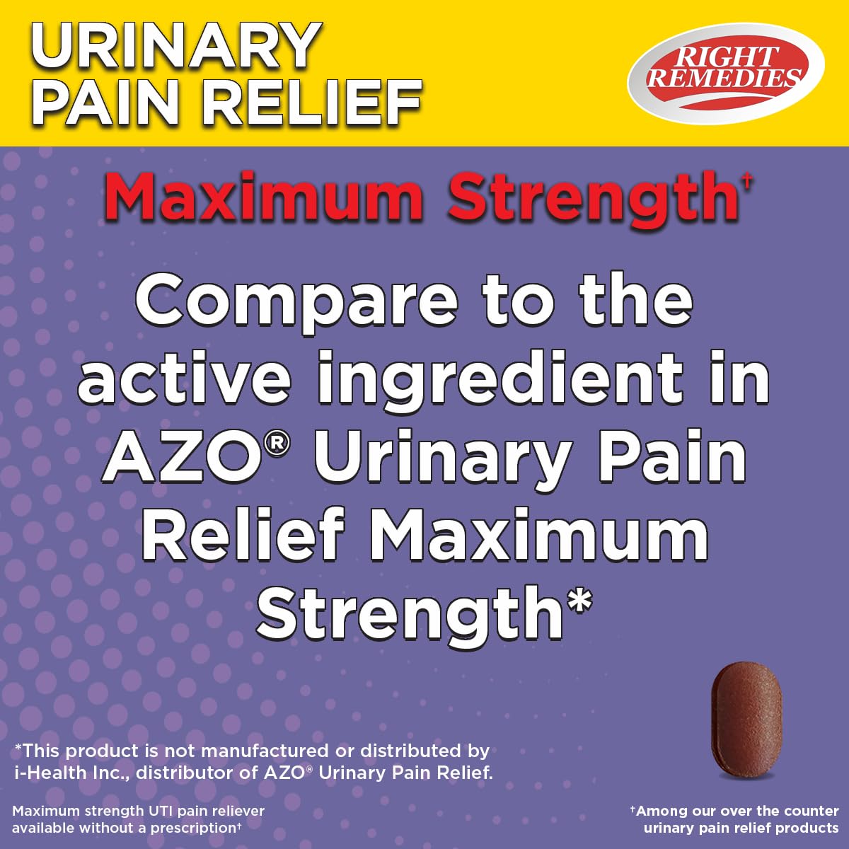 RIGHT REMEDIES Urinary Pain Relief Phenazopyridine HCl 99.5mg Tablets | Maximum Strength OTC for Fast Relief of UTI Pain, Burning and Bladder discomfort | Generic AZO Maximum Strength (72 Count) RIGHT REMEDIES buy supplements canada