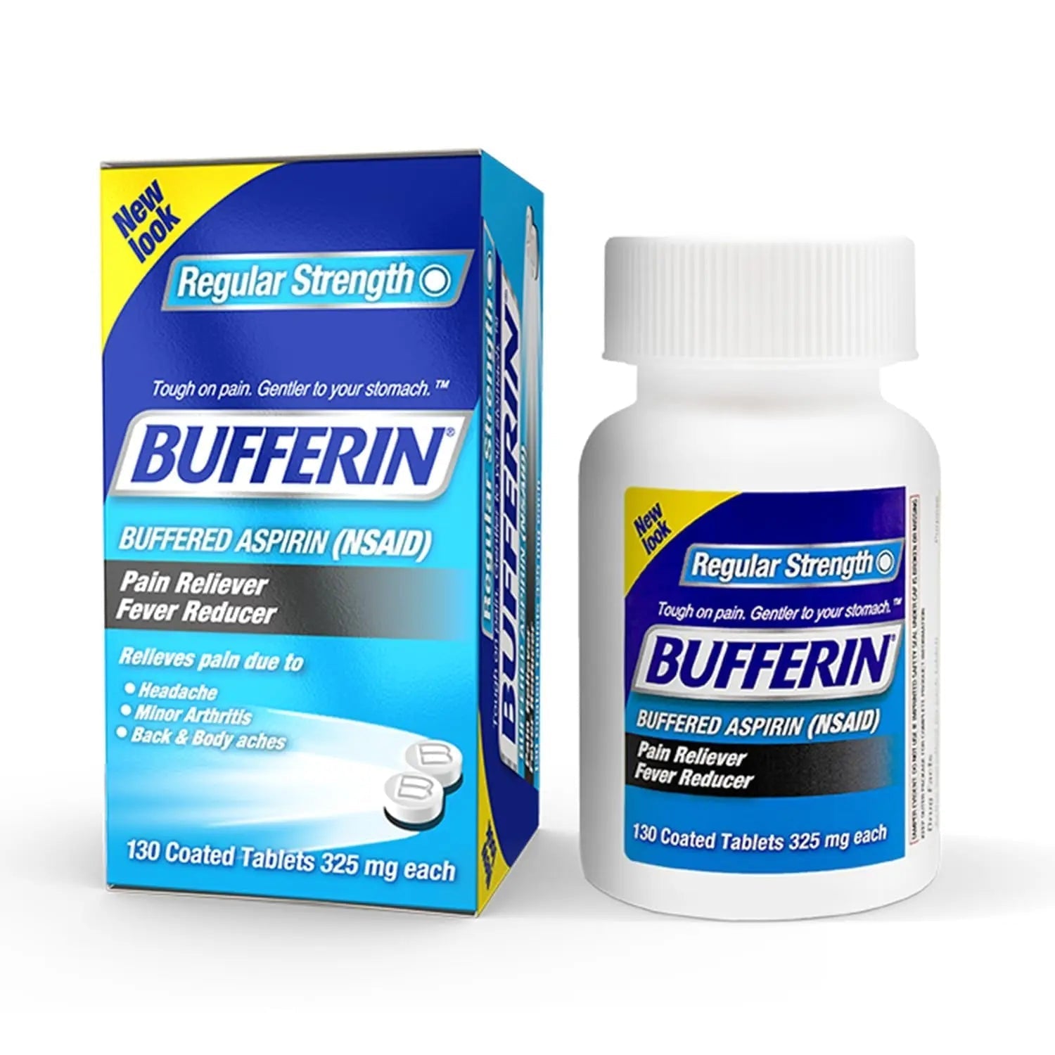 Bufferin Aspirin 325mg, Pain Reliever & Fever Reducer, with 3 Buffering Agents Relieves 7 Types of Pain: Headaches, Back Ache, Arthritis, Muscle Aches & More, for Adults, 130 Coated Tablets, 1-Pack Bufferin buy supplements canada