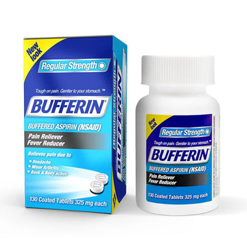 Bufferin Aspirin 325mg, Pain Reliever & Fever Reducer, with 3 Buffering Agents Relieves 7 Types of Pain: Headaches, Back Ache, Arthritis, Muscle Aches & More, for Adults, 130 Coated Tablets, 1-Pack Bufferin buy supplements canada