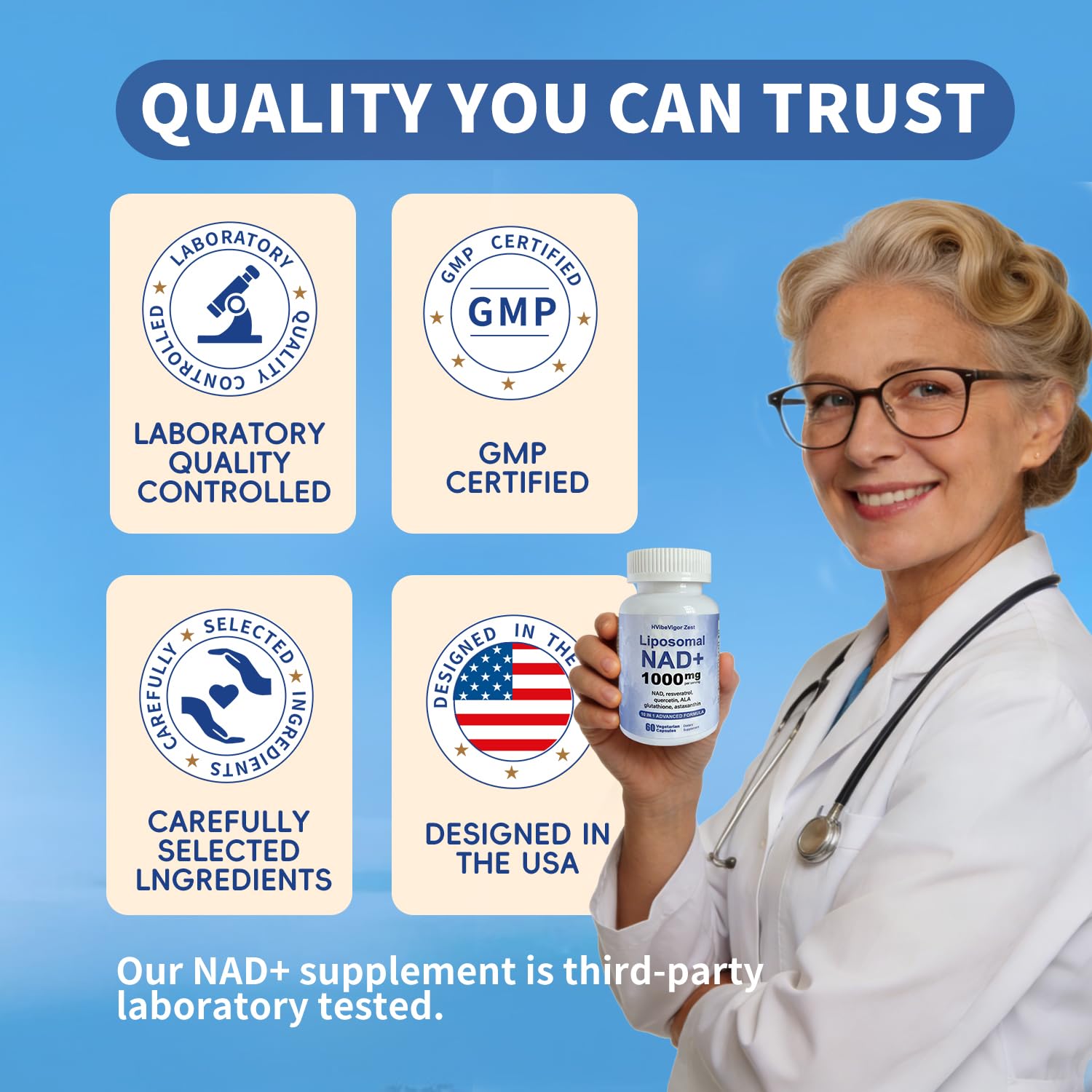 NAD Supplement 1000mg, Liposomal NAD+ Supplement with Resveratrol, Glutathione & Astaxanthin - Support Cellular Health, Stamina & Healthy Aging, NMN Supplement Alternative – 60 Capsules HVibeVigor Zest buy supplements canada