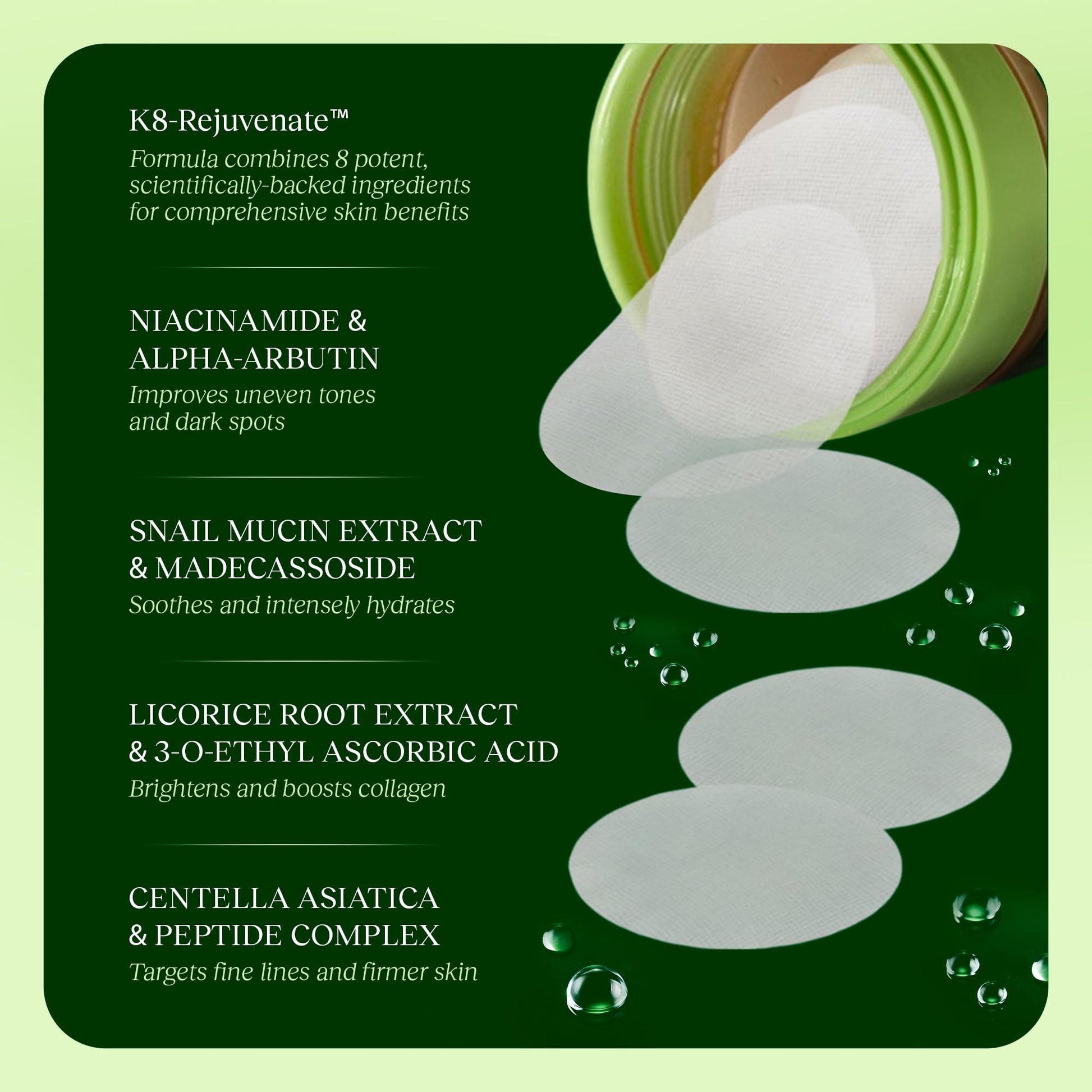 JiYu Toning Polish Pads - Korean Skincare for Dark Spots, Wrinkles & Dull Skin - Hydrating Facial JiYu buy supplements canada
