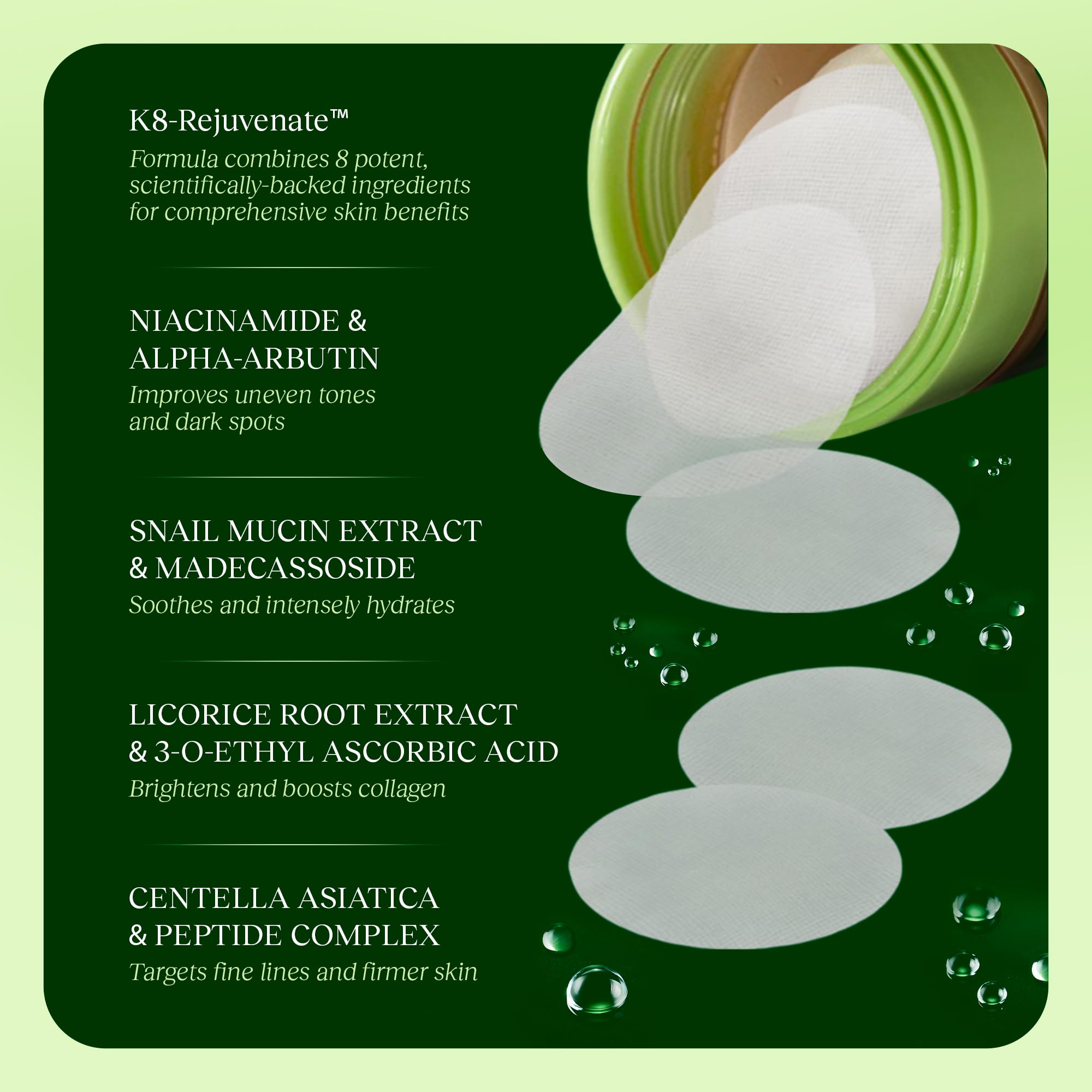 JiYu Toning Polish Pads - Korean Skincare for Dark Spots, Wrinkles & Dull Skin - Hydrating Facial JiYu buy supplements canada
