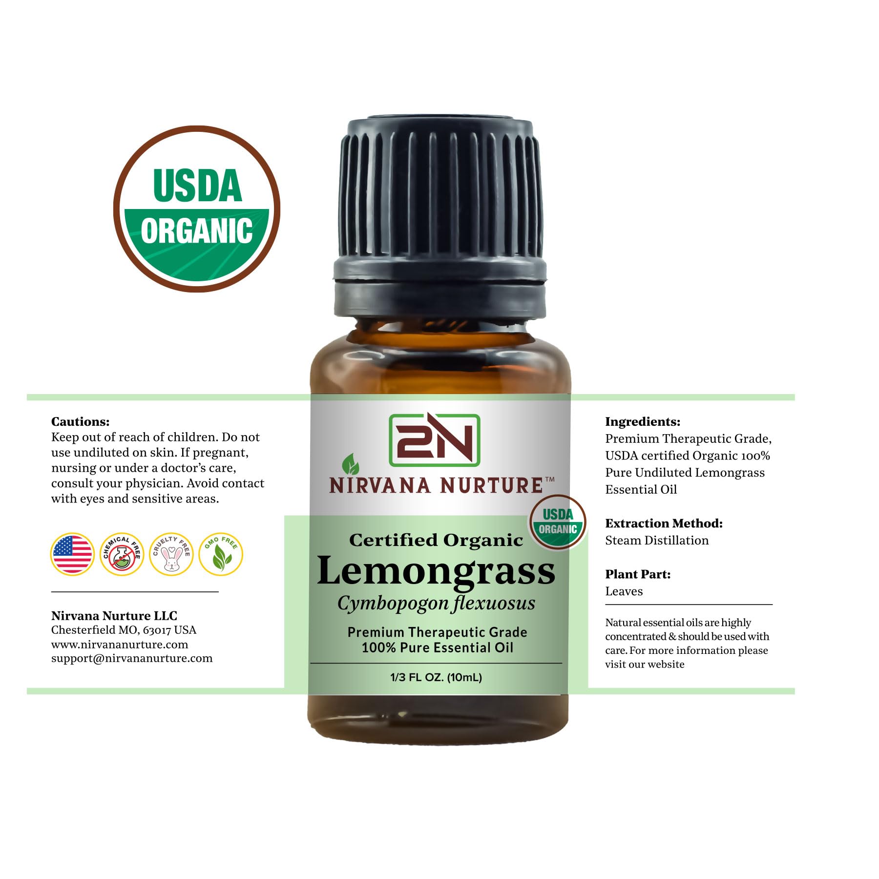 Nirvana Nurture Lemongrass Essential Oil USDA Certified Organic 100% Pure Premium Therapeutic Grade Nirvana Nurture buy supplements canada