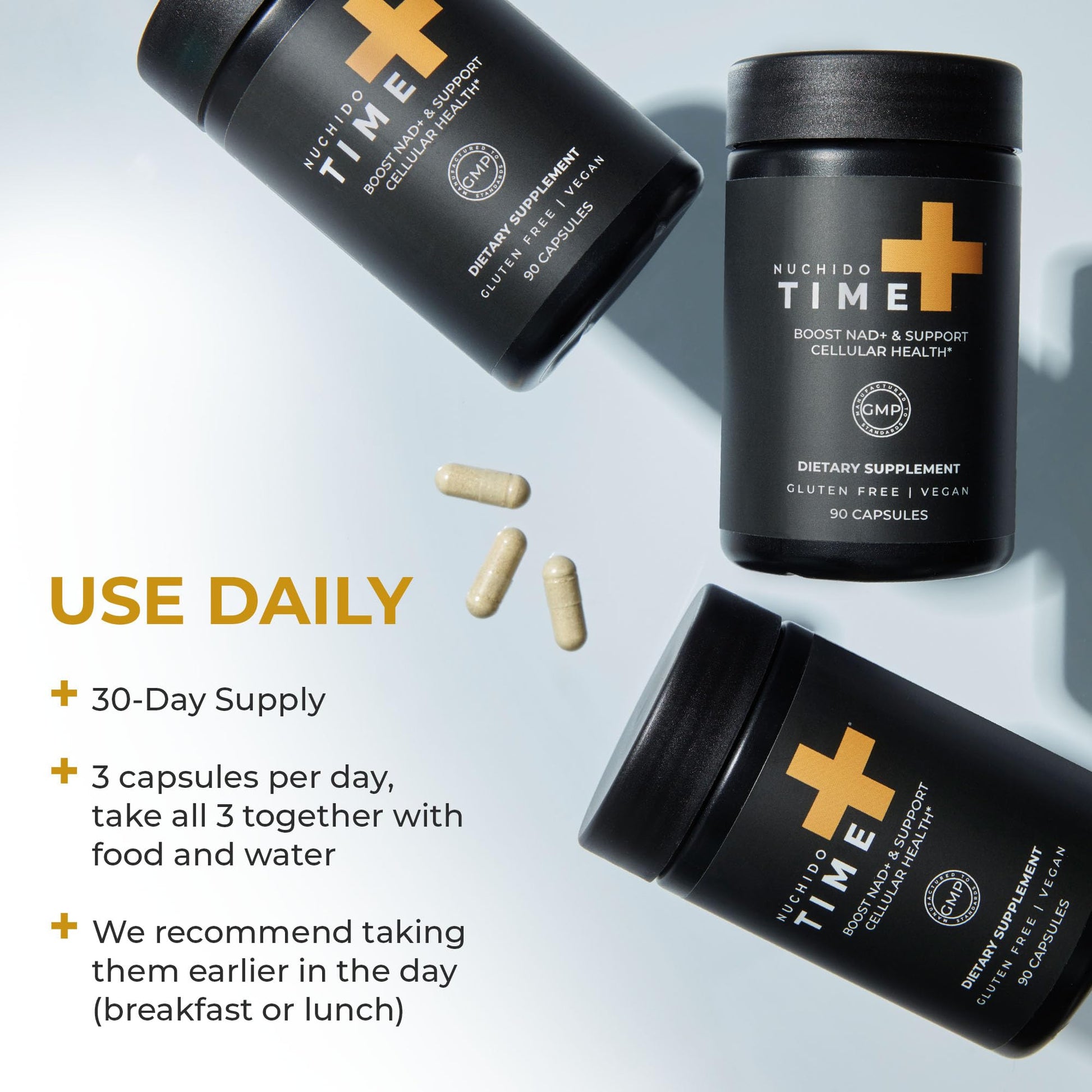Nuchido Time+ NAD Supplement for Men & Women - Advanced Formula for Healthy Aging, Energy, Focus, Cellular Health & Longevity - Nicotinamide, Alpha Lipoic Acid, Quercetin - 90 Capsules Nuchido Time+ buy supplements canada