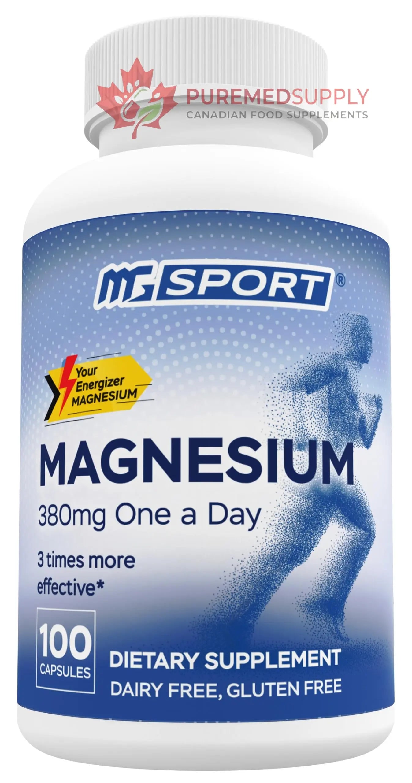 MGSPORT Magnesium Supplement 380mg - High Absorption Magnesium Complex Formula with Vitamins B6, D, E - Supports Muscle Function and Sleep Quality - 100 Servings MgSport buy supplements canada
