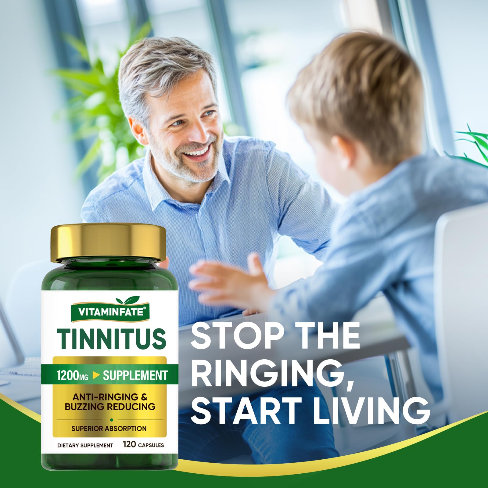 Tinnitus Relief for Ringing Ears 1200mg - 120 Capsules Advanced Ear Health Support Supplement | Supports Ear Health and Reduces Tinnitus Symptoms - Non-GMO & Vegan VITAMINFATE buy supplements canada
