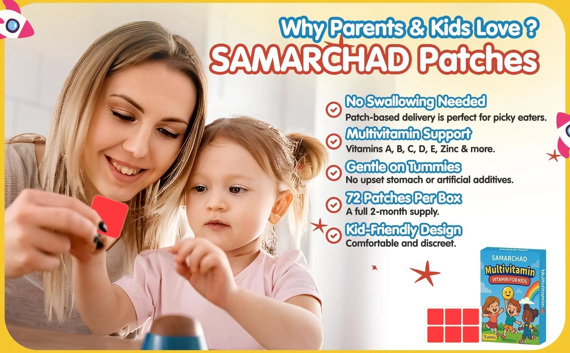 SAMARCHAD Kids Multivitamin Patches Daily Vitamin Patch for Children Natural, Sugar-Free No Swallowing Immune & Growth Support SAMARCHAD buy supplements canada