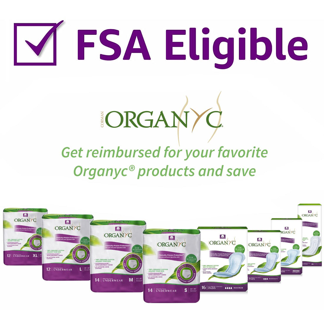 Organyc 100% Organic Cotton Light Incontinence Liners for Bladder Leakage Control Organyc buy supplements canada