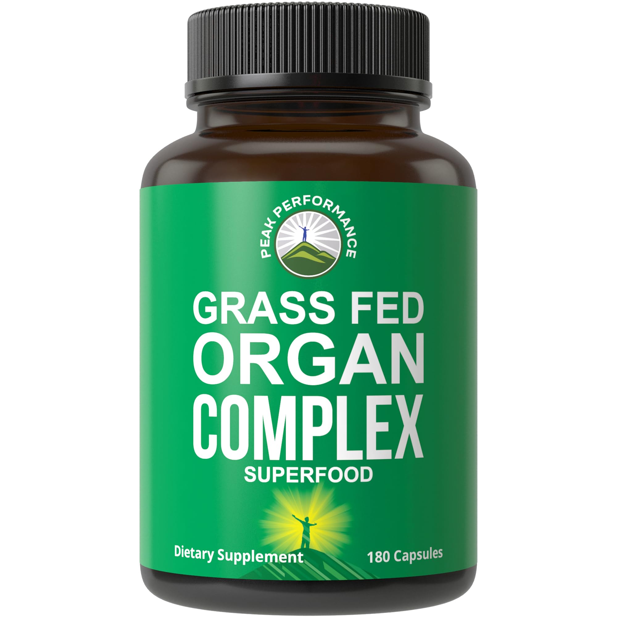 Peak Performance Grass Fed Beef Organ Complex from New Zealand (180 Capsules) Desiccated Organs Superfood Pills. GrassFed Beef Liver Capsules with Heart, Kidney, Pancreas, Spleen. Supplement Peak Performance buy supplements canada