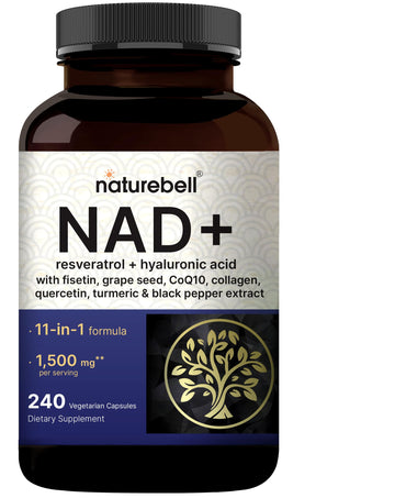 NatureBell NAD+ Complex 1,500mg Per Serving, 240 Veggie Capsules | NMN Supplement Alternative | NAD Plus Resveratrol, Hyaluronic Acid, Quercetin, Fisetin, Collagen, & More – Non-GMO NatureBell buy supplements canada