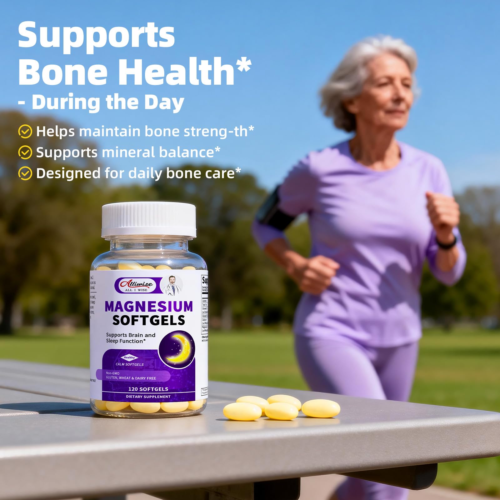 Magnesium Glycinate 400mg Softgels, Small Easy to Swallow High Absorption Magnesium Supplement, with Vitamin D3 & K2 for Sleep Relax Calm Muscle Bone* Health, 120 Gelcaps Alliwise buy supplements canada