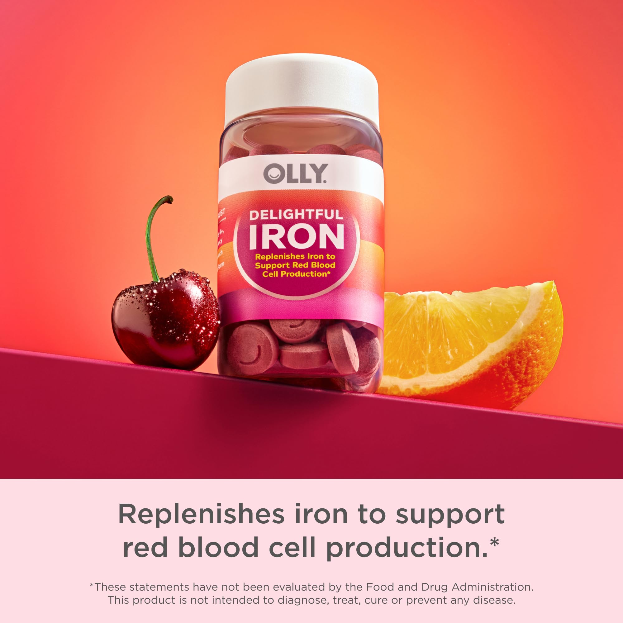 OLLY Delightful Iron Chewable Tablet, Iron Supplement from AB Fortis, Fruit Punch Flavored, 30 or 20 Day Supply - 60 Count OLLY buy supplements canada
