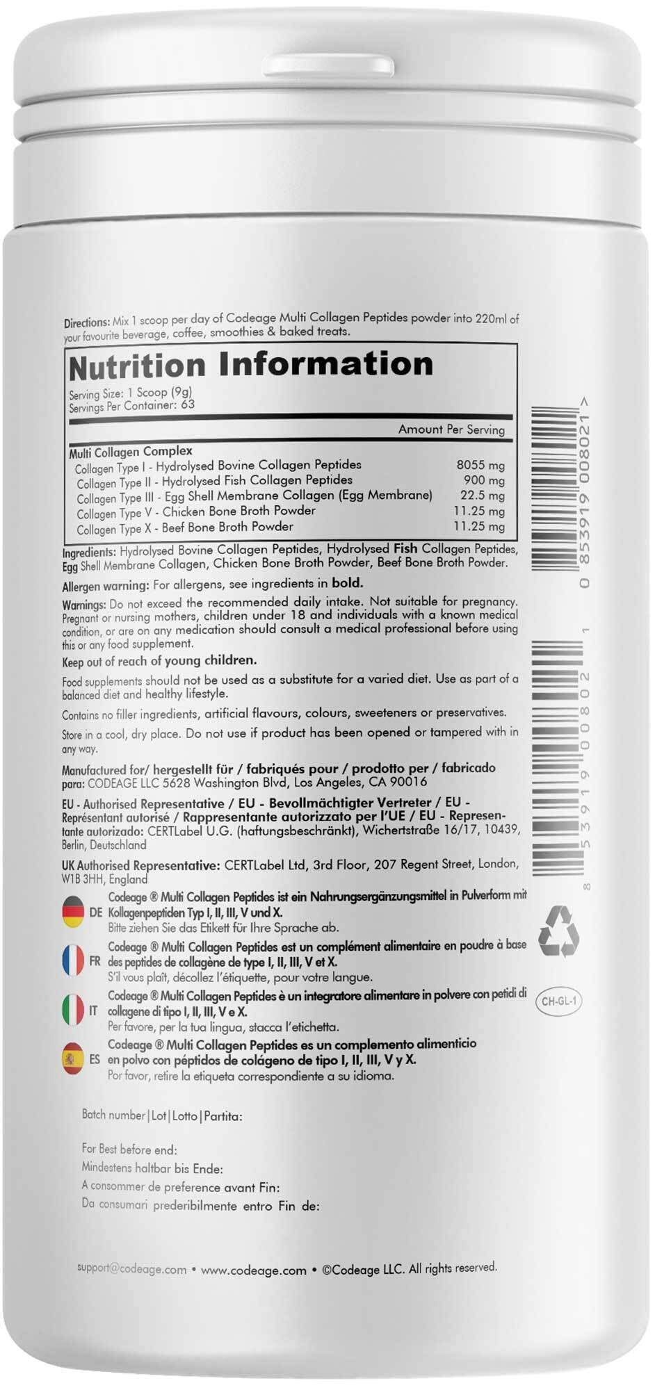 Codeage Multi Collagen Protein Powder Peptides, 2-Month Supply, Hydrolyzed, Type I, II, III, V, X Grass Fed Codeage buy supplements canada