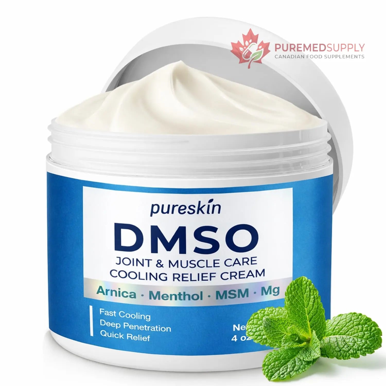 PURESKIN DMSO Relief Cream – Pharmaceutical Grade Fast-Absorbing Cooling Formula for Active Lifestyles – Lightweight Cream with Arnica, MSM, Magnesium, Menthol & Aloe, 4 oz PURESKIN buy supplements canada