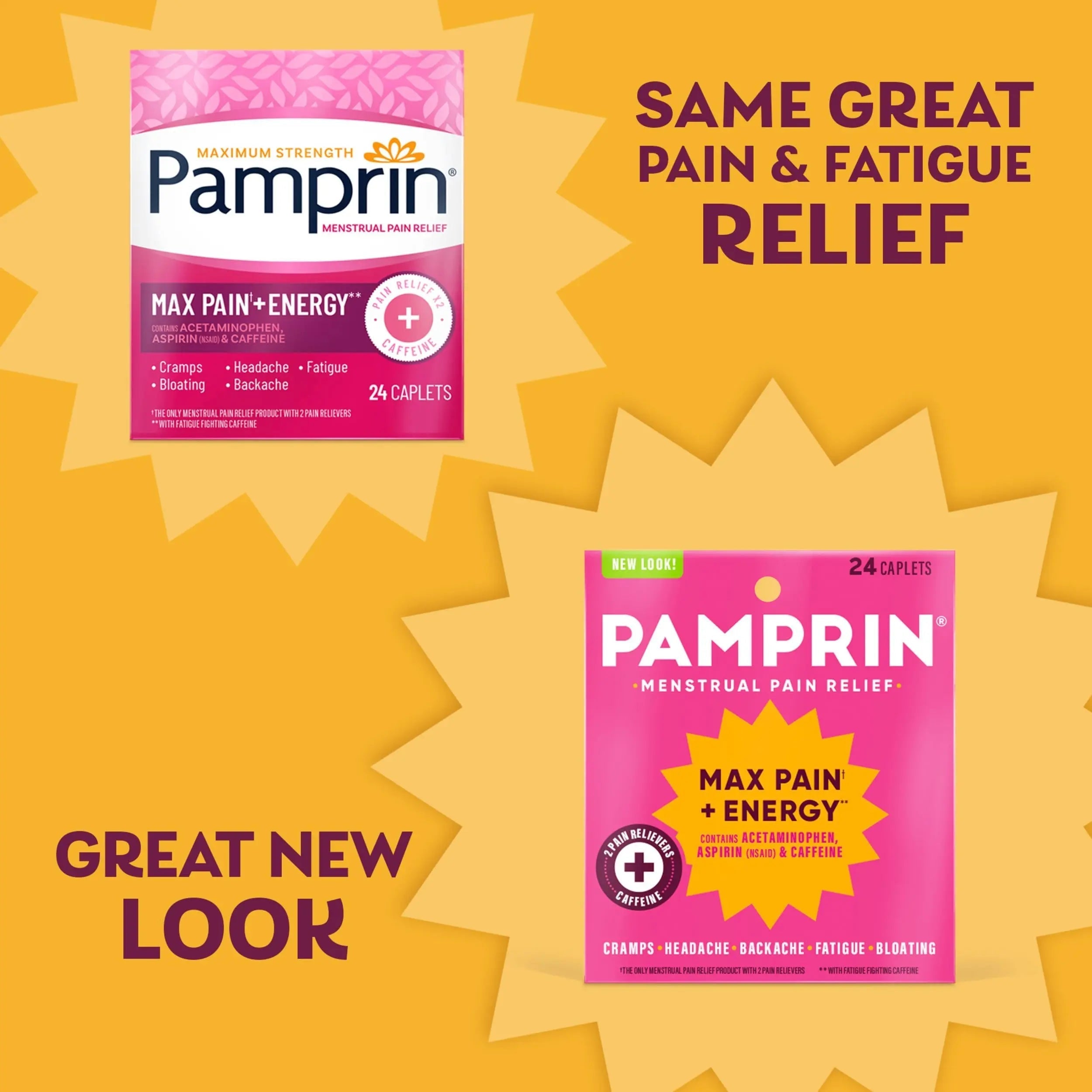 Pamprin Maximum Strength Max Pain and Energy Formula, Menstrual Period Symptoms Relief for Cramps, Bloating and Fatigue, 24 Caplets Pamprin buy supplements canada