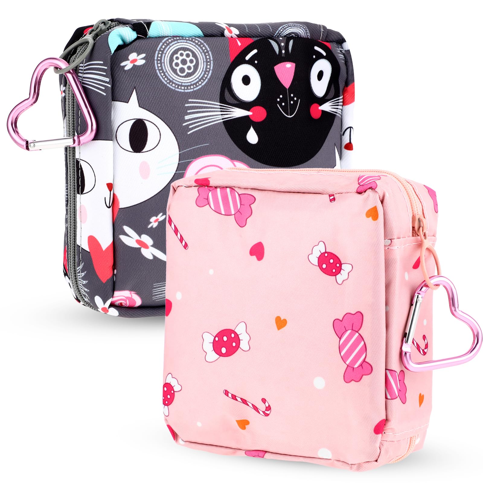 Abeillo 2Pcs Period Bag with Heart Carbiner, Sanitary Pad Storage Bag Samll Period Pouch Abeillo buy supplements canada