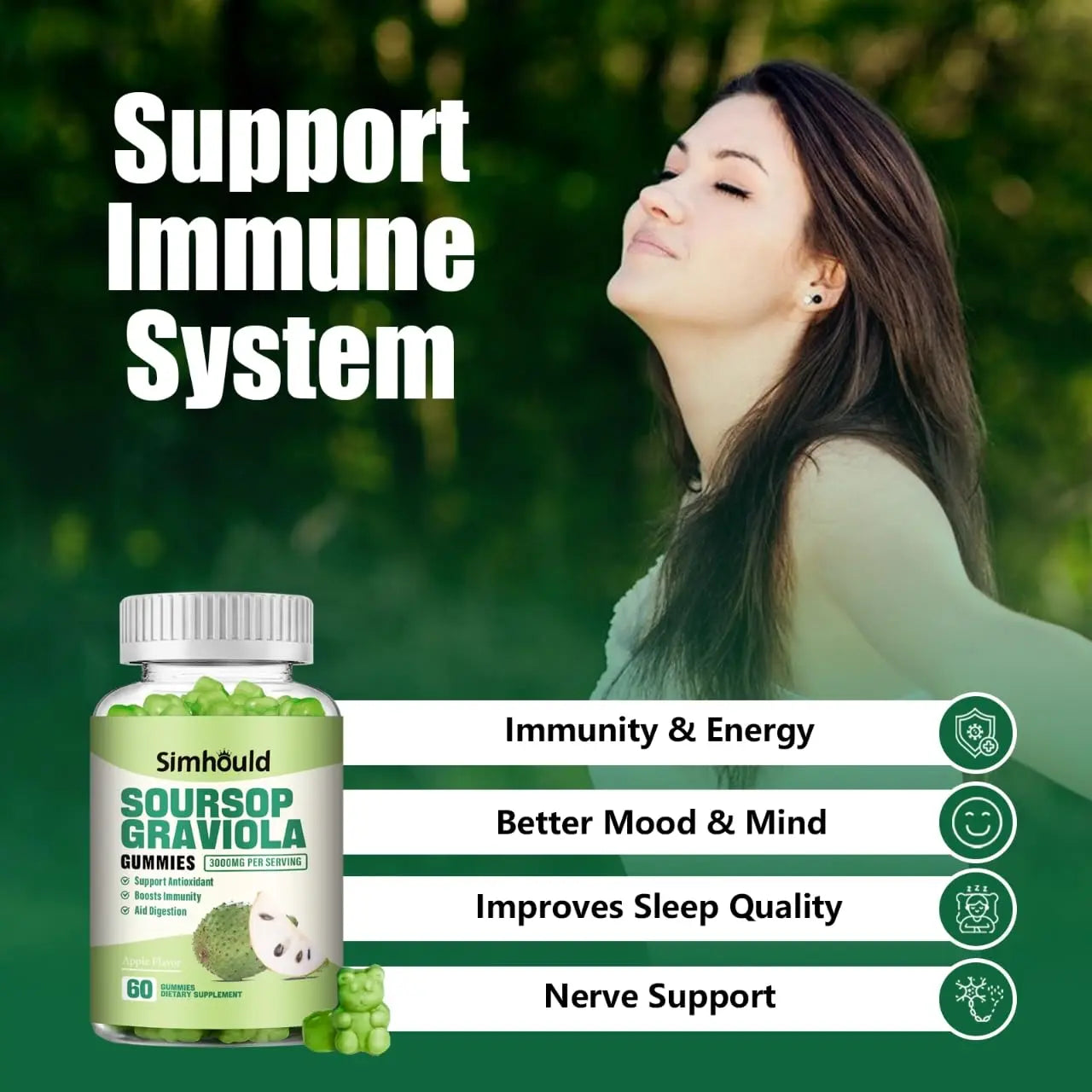 Simhould 1 Pack Soursop Graviola Gummies Simhould buy supplements canada