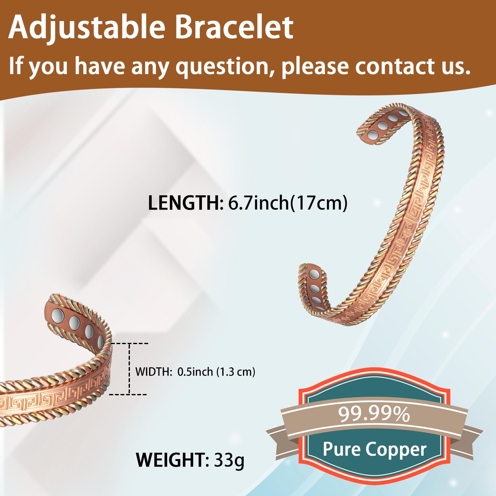 EnerCoppeX Copper Magnetic Bracelet for Women, 99.99% Pure Copper Cuff with 3500 Gauss Magnets (A) EnerCoppeX buy supplements canada