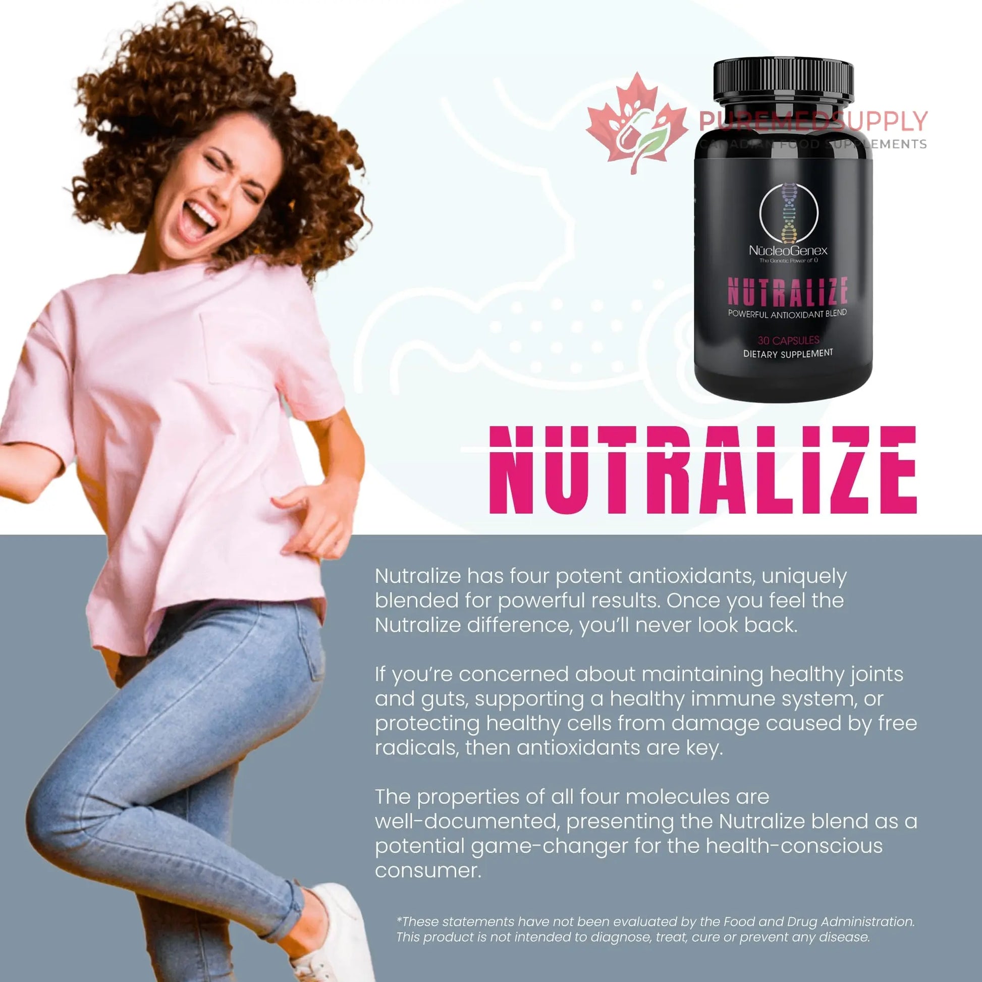 Nucleogenex - Nutralize - The Key to Supporting a Healthy Aging Process and Immune System - Potent Blend for Powerful Cell Protection - Xanthohumol, CurcuPrime, C-60 Complex, PureQQ - 30 Capsules NucleOGenex buy supplements canada