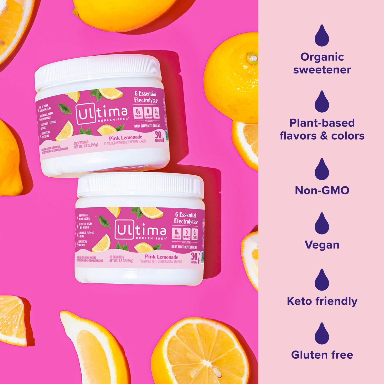 Ultima Replenisher Daily Electrolyte Powder Drink Mix – Pink Lemonade, 30 Servings Canister – Zero Sugar Hydration Powder with 6 Electrolytes & Minerals Ultima Replenisher buy supplements canada