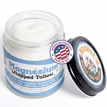 Magic Moo Magnesium Whipped Tallow Skincare for sore muscles, sleep, muscle and period cramps, stress, relaxation & more. Topical magnesium that works. Boopie's Magic Moo Tallow buy supplements canada