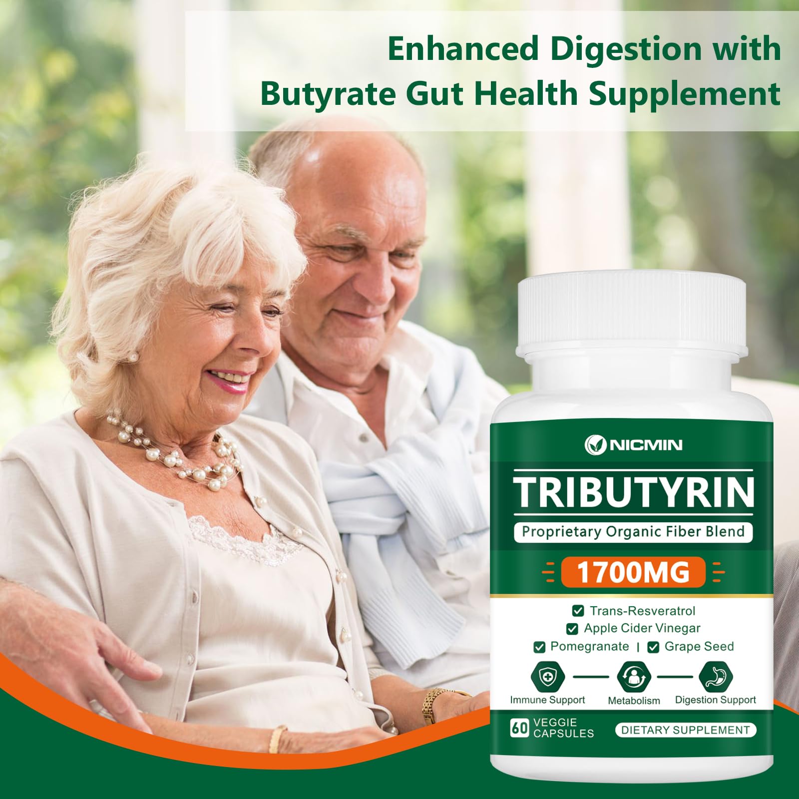 NICMIN Tributyrin Supplement - Premium Butyrate Gut Health Supplement for Leaky Gut 60 Capsules NICMIN buy supplements canada