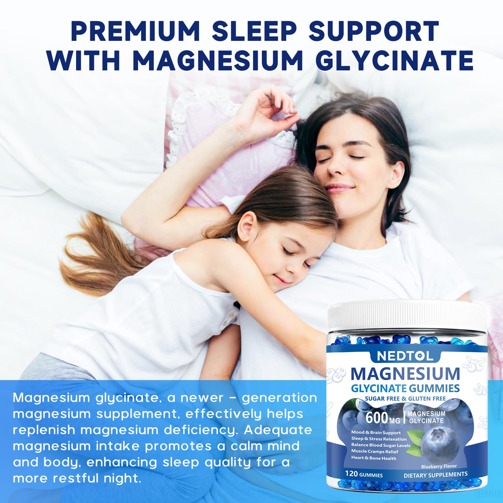 Nedtol Magnesium Glycinate Gummies 600mg, Sugar Free Magnesium Potassium Supplement for Adults with Magnesium L-Threonate, Vitamin D, B6,and CoQ10 for Sleep, Body Support and Relaxation,120 Count Nedtol buy supplements canada