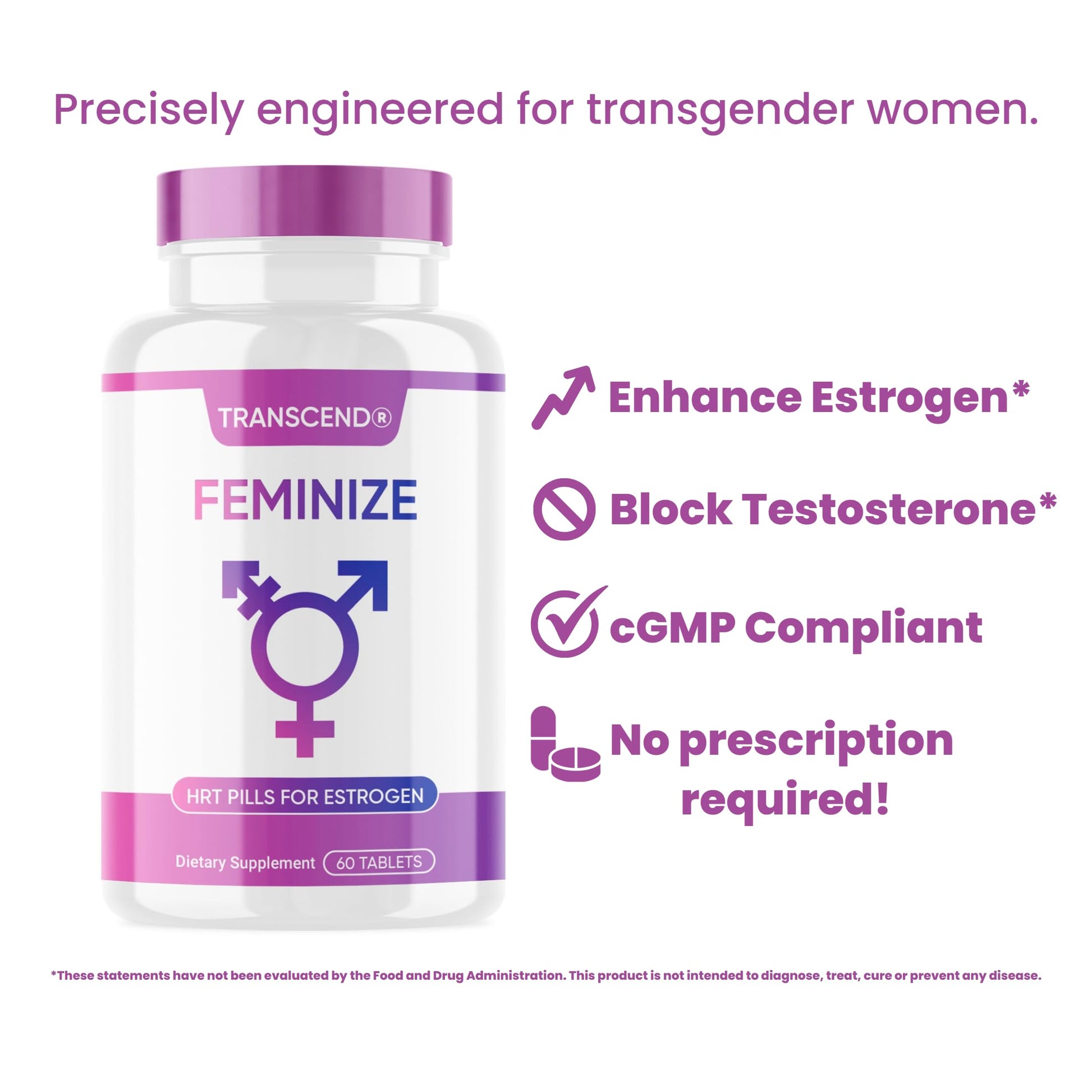 FEMINIZE Transcend HRT Pills for Estrogen - Potent HRT Estrogen Complex - Big Breats Soft Skin Feminizer FEMINIZE buy supplements canada