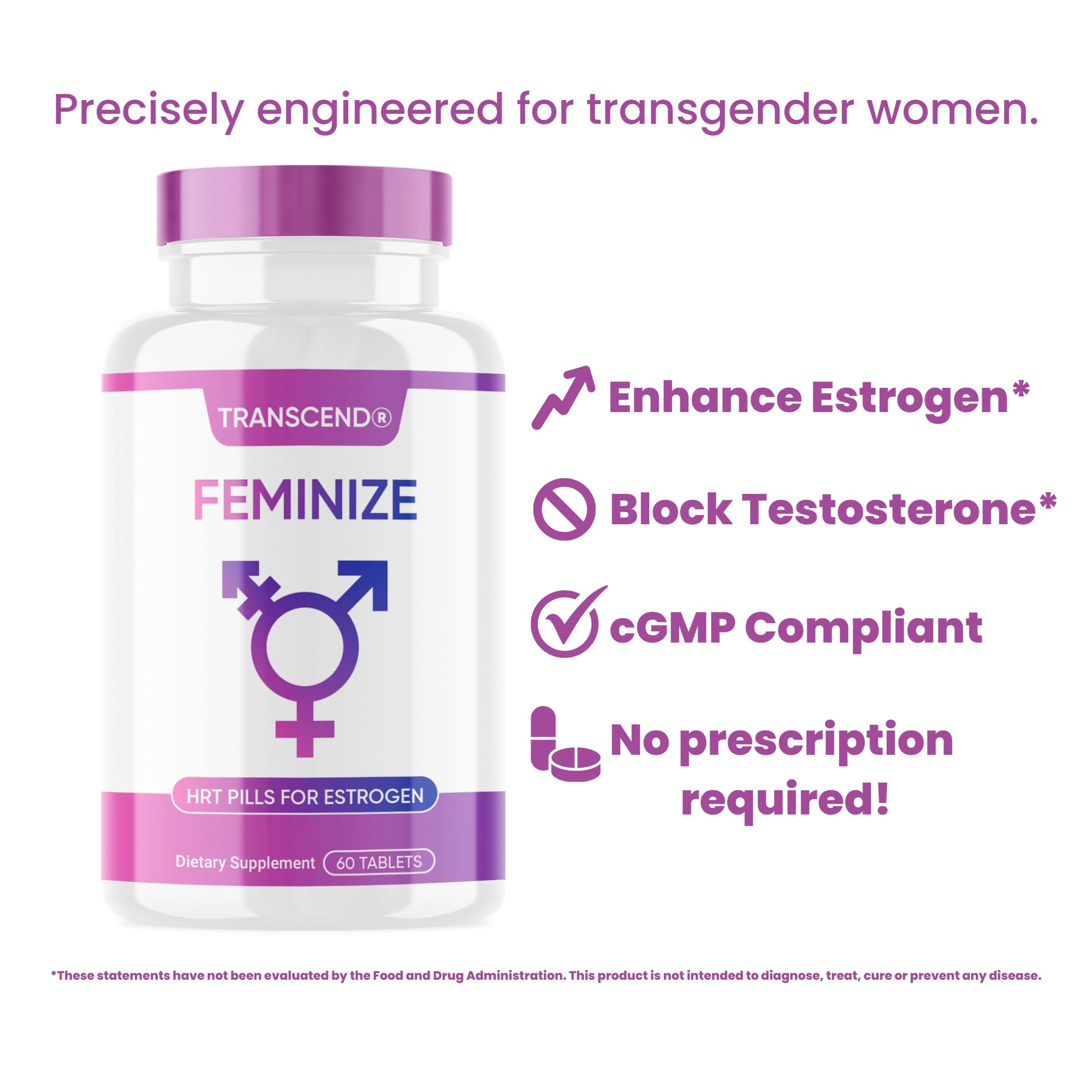 FEMINIZE Transcend HRT Pills for Estrogen - Potent HRT Estrogen Complex - Big Breats Soft Skin Feminizer FEMINIZE buy supplements canada