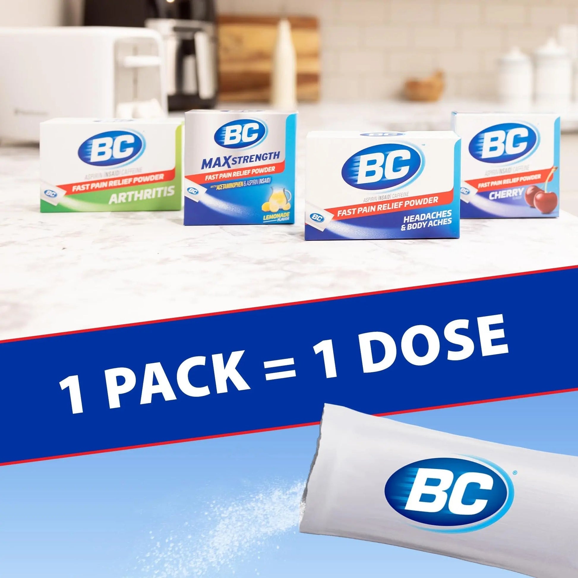 BC Powder Pain Reliever, Cherry Flavor Aspirin Dissolve Packs, 24 Count Powder Packets (2 Pack) BC buy supplements canada