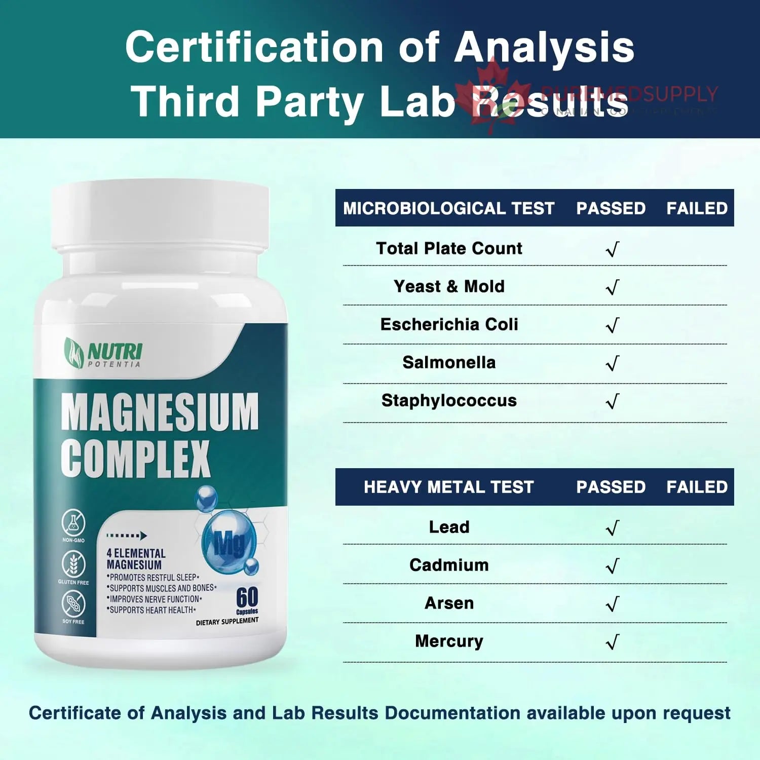 Magnesium Complex for Women&Men,With Glycinate Malate Citrate Taurate.Support for Sleep,Stress Relief,Cognitive Function,Magnesium Supplement 500mg,Third-Party Tested(Made & Tested in USA)-60 Capsules NUTRI POTENTIA buy supplements canada