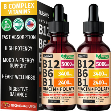 (2 Pack) Vitamin B12 and B6 Liquid Drops, B12 Sublingual Vitamin B Complex - B 12 Vitamin 5000mcg - B12 Methylcobalamin for Energy NUSAVA buy supplements canada