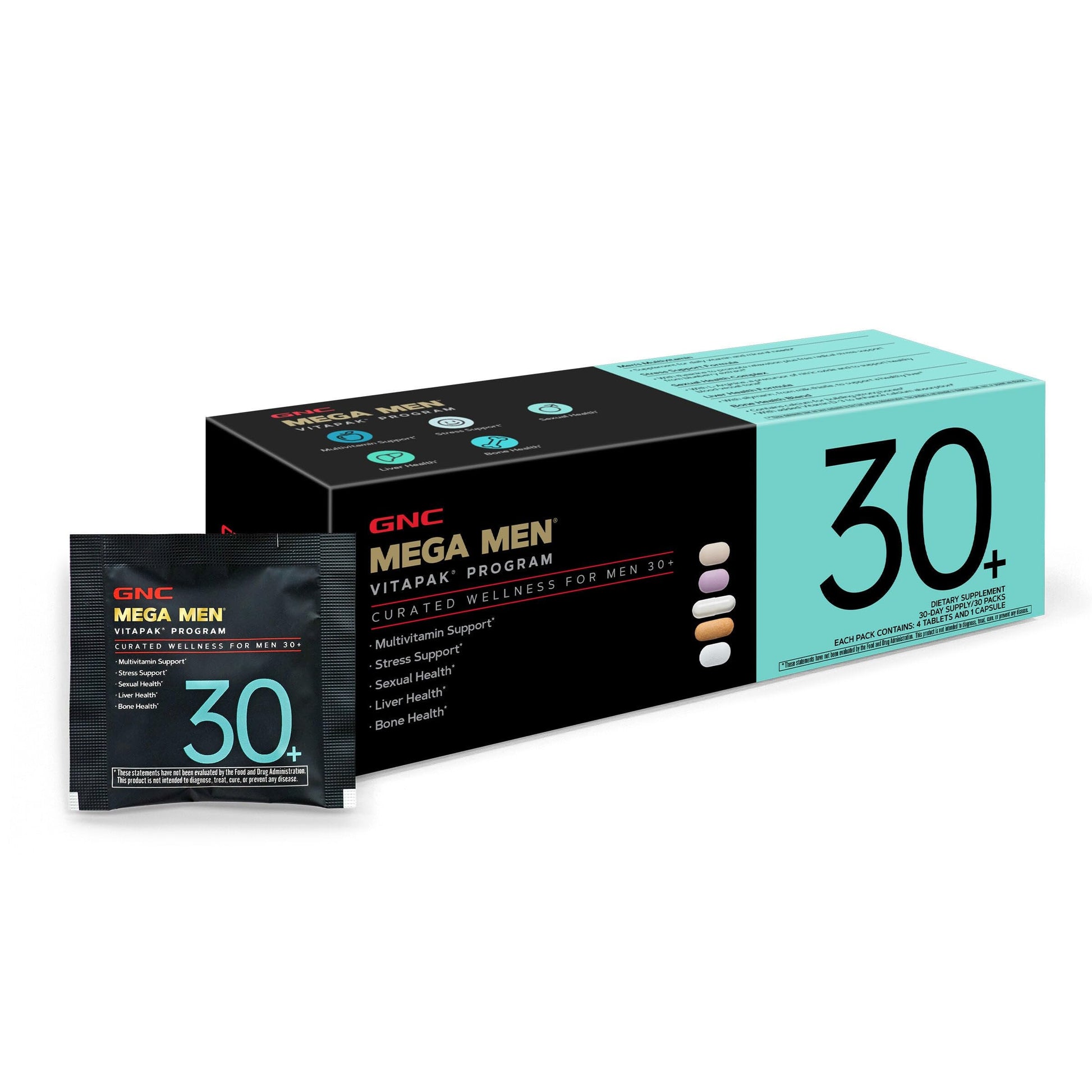 GNC Men's 30+ Vitapak Program | 5-in-1 Daily Multivitamins and Minerals | Supports Healthy Bones and Stress Relief | 30 Servings GNC buy supplements canada