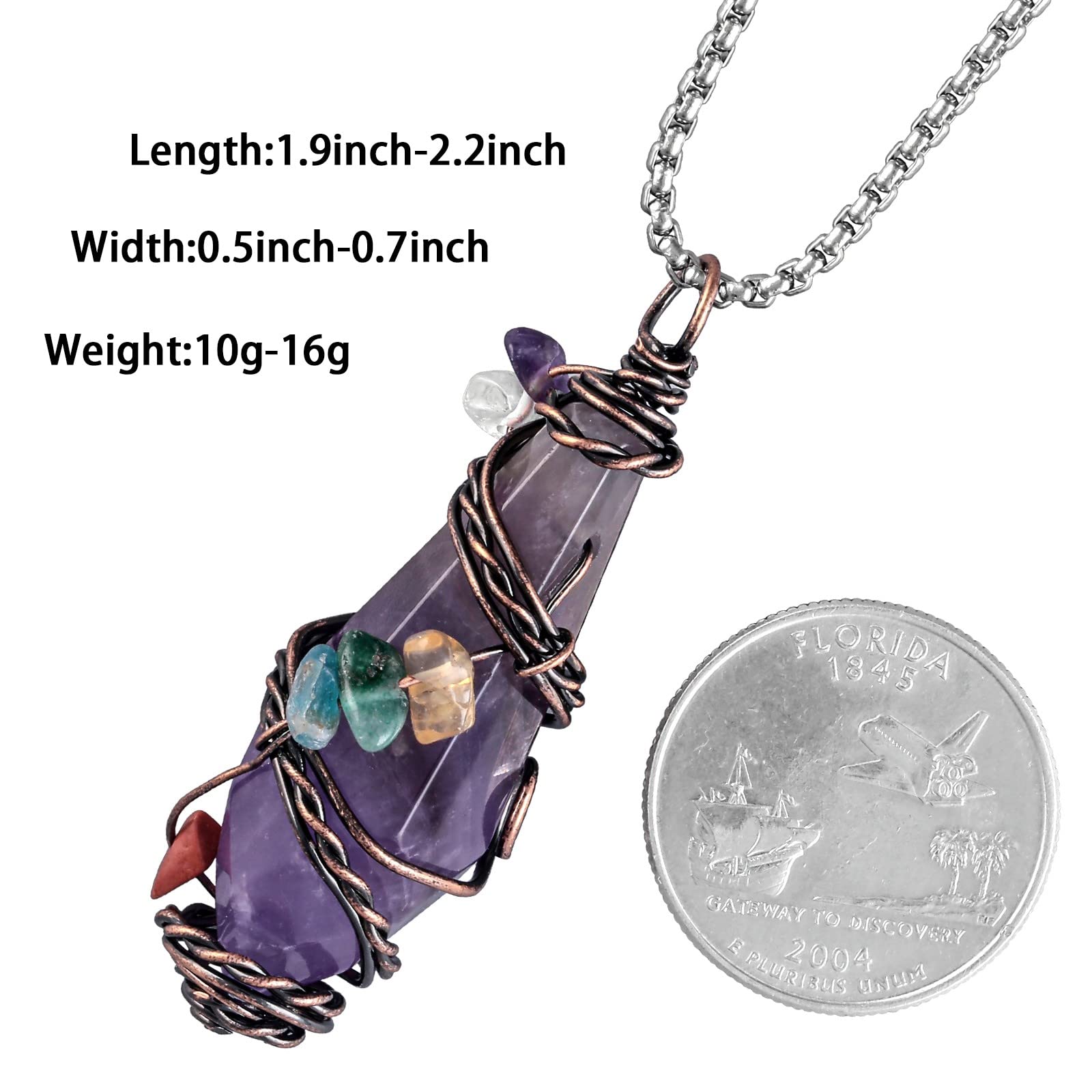 Nupuyai Wire Wrapped 7 Chakra Crystal Stone Pendant Necklace for Women Men, Handmade Faceted Nupuyai buy supplements canada