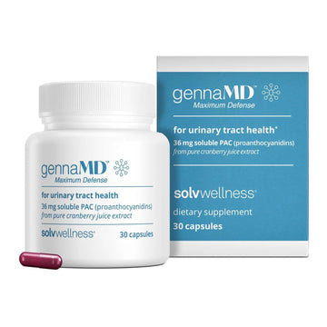 Solv Wellness GennaMD - Maximum UTI Defense - 36 mg Soluble PAC from 100% Cranberry Juice Extract - Highest PAC Concentration in a Small, Easy-to-Swallow Capsule - 30 Capsules Solv Wellness buy supplements canada