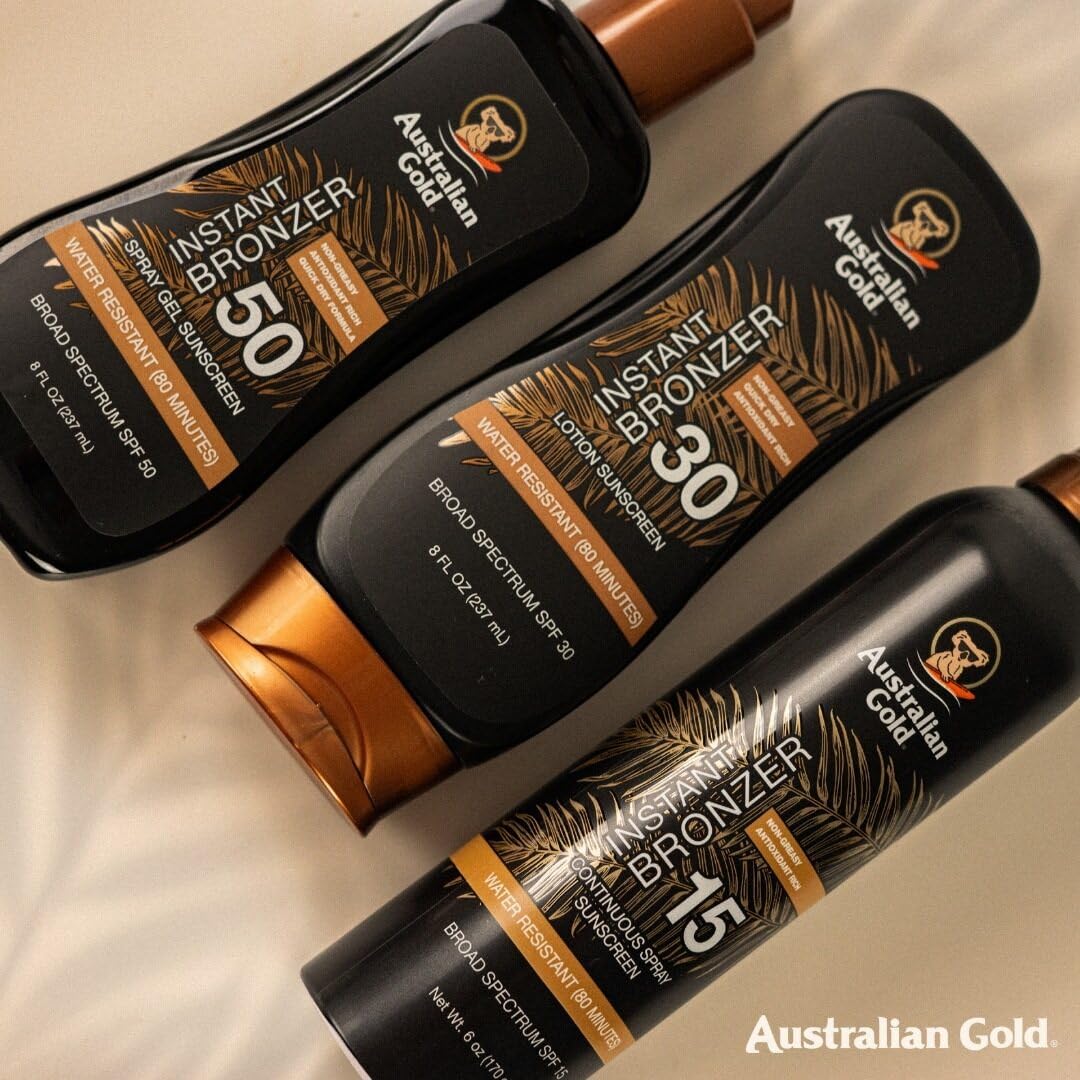 Australian Gold Spray Gel Sunscreen with Instant Bronzer SPF 50, 8 Ounce | Moisturize & Hydrate Skin Australian Gold buy supplements canada