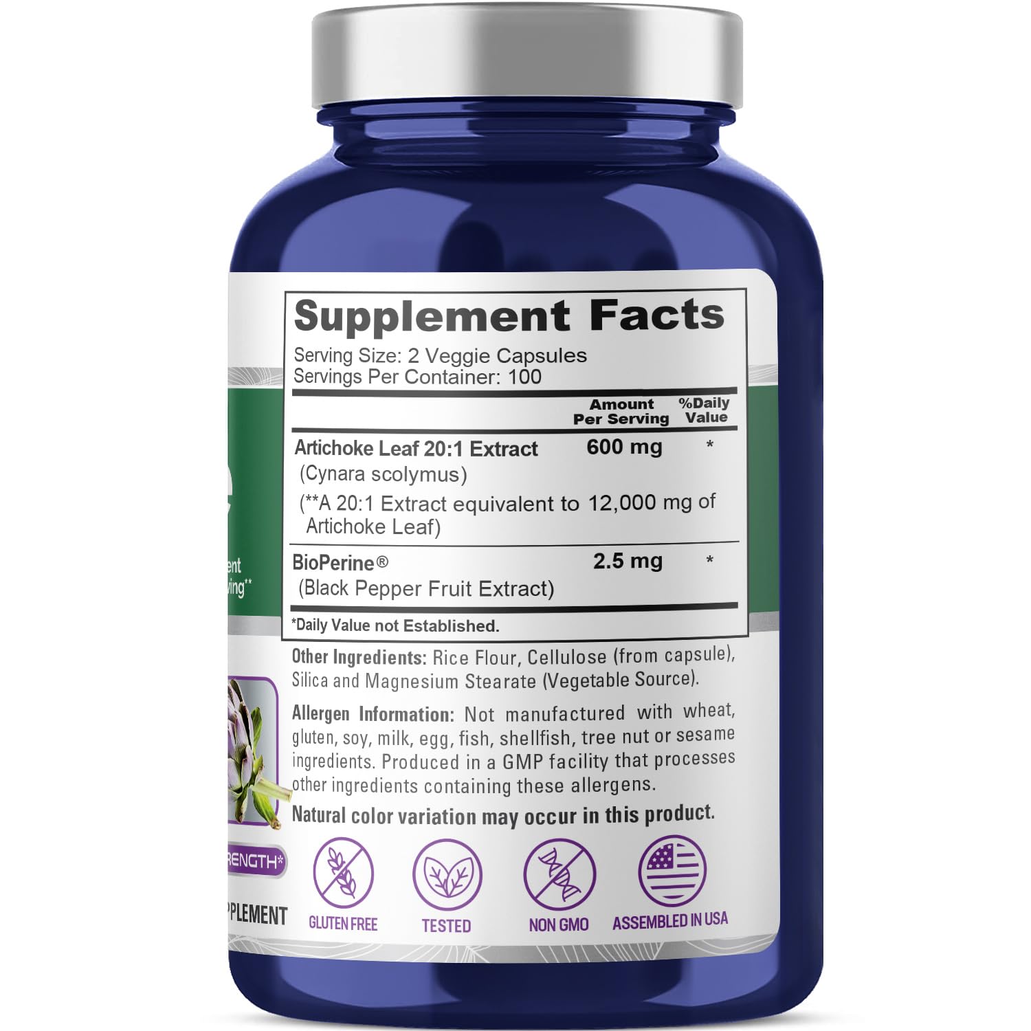 NusaPure Artichoke 20:1 Extract, 600 mg Equivalent to 12,000mg 200 Veggie caps (Non-GMO, Gluten Free) NusaPure buy supplements canada