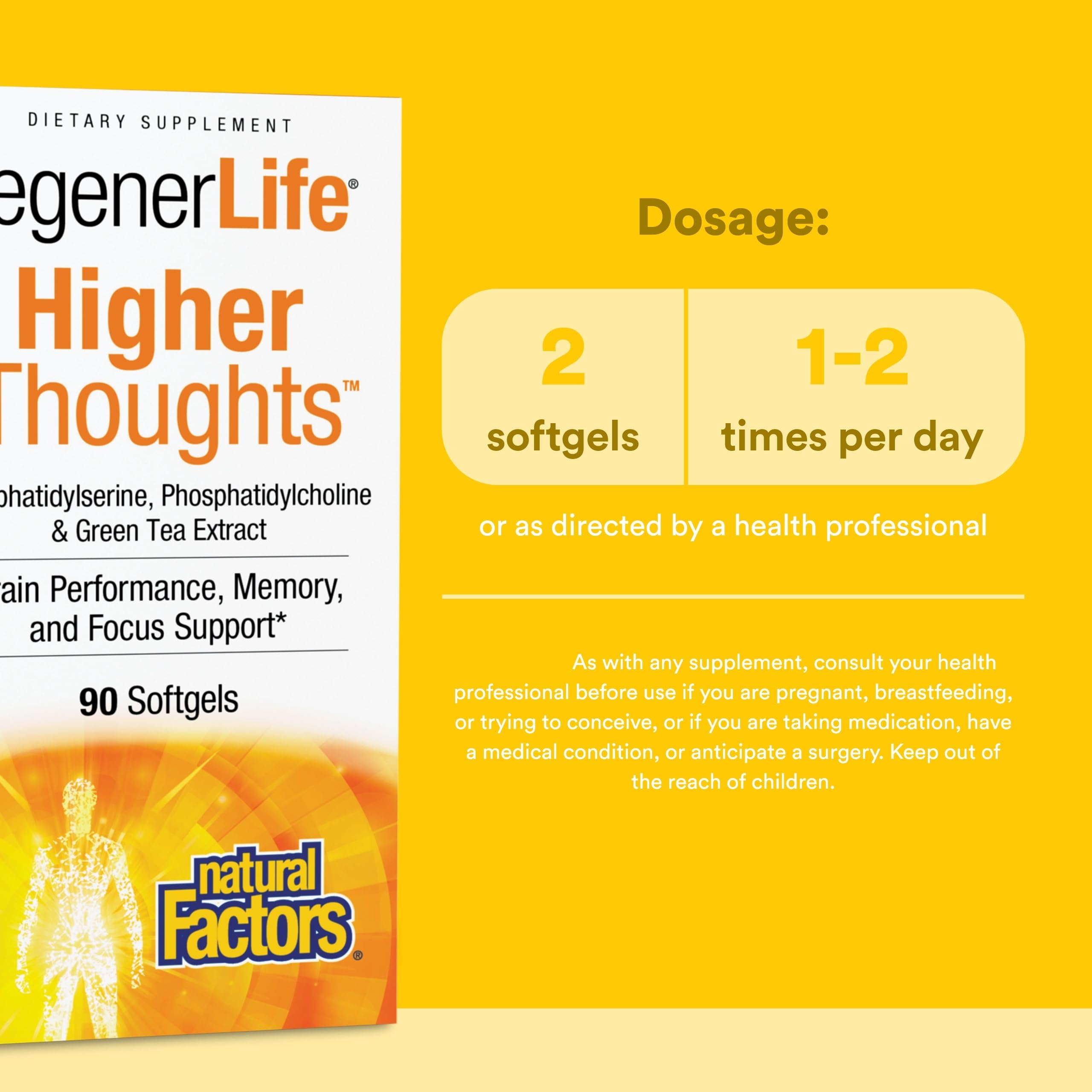 Natural Factors Higher Thoughts - Supports Cognitive & Cardiovascular Health* - Fish Oil, Fatty Acids, EPA, DHA & More - 90 Softgels Natural Factors buy supplements canada