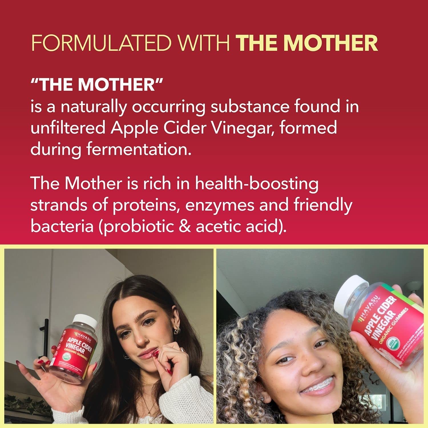 Organic Apple Cider Vinegar Gummies Detox | The Mother Enzyme | ACV Gummy HAVASU NUTRITION buy supplements canada